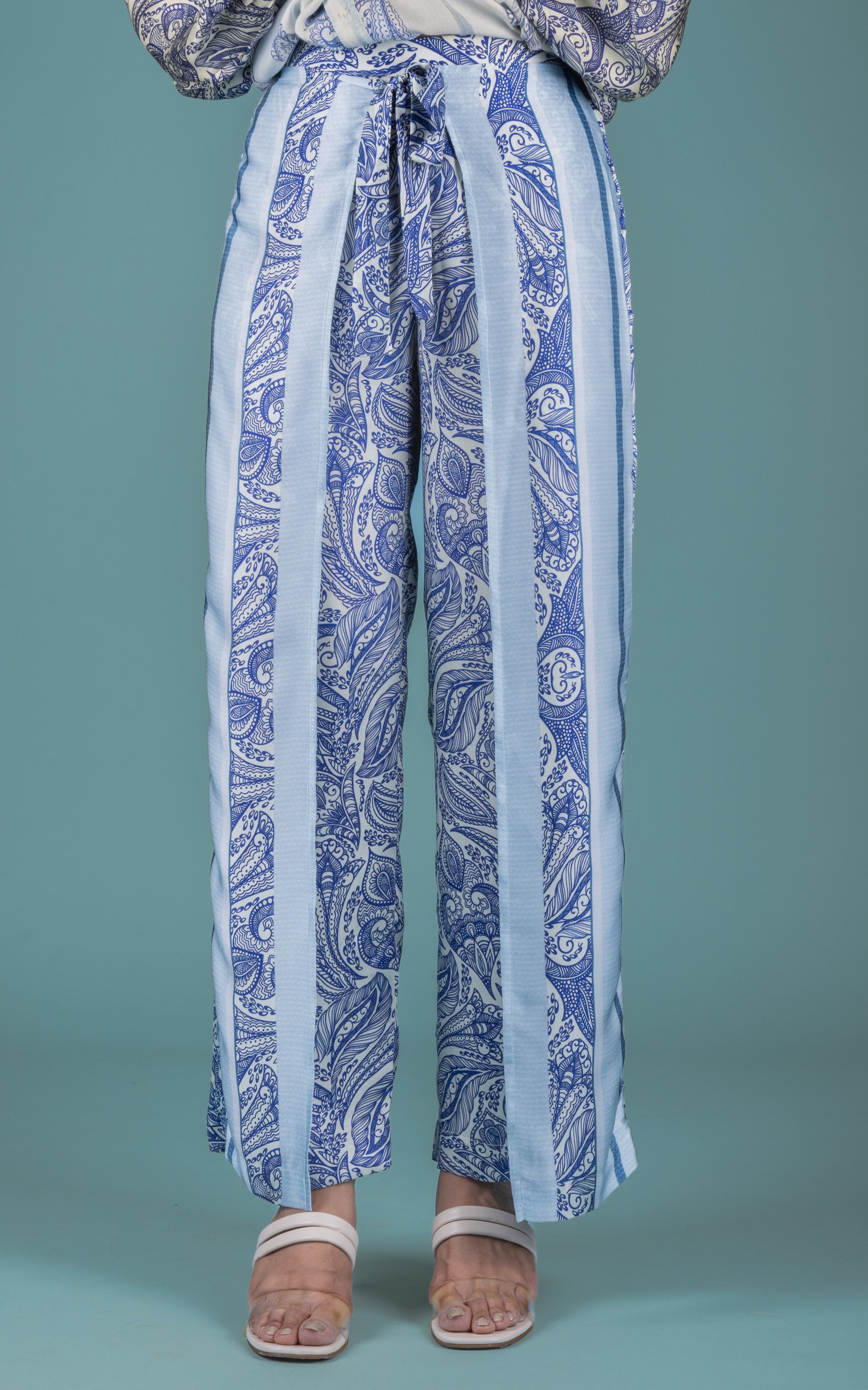 Blue Kyra Satin Co-ord Set - Neetika Chopra