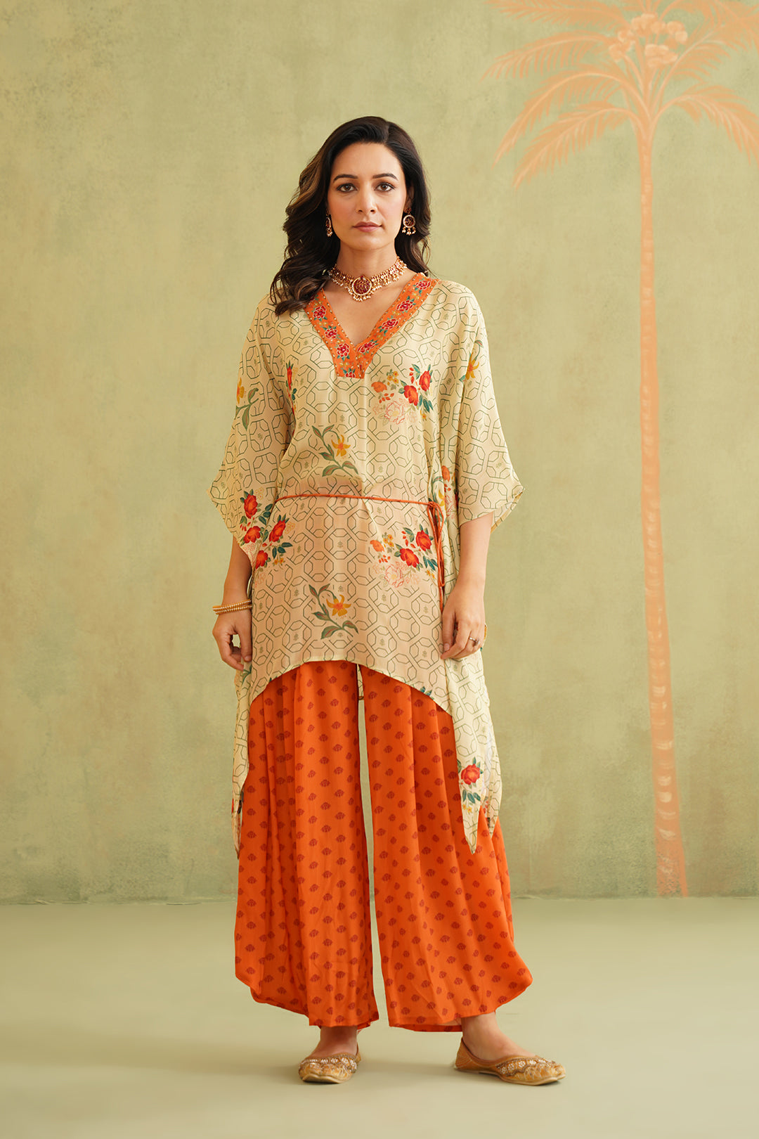 Diti Crepe Kaftaan Set - Neetika Chopra