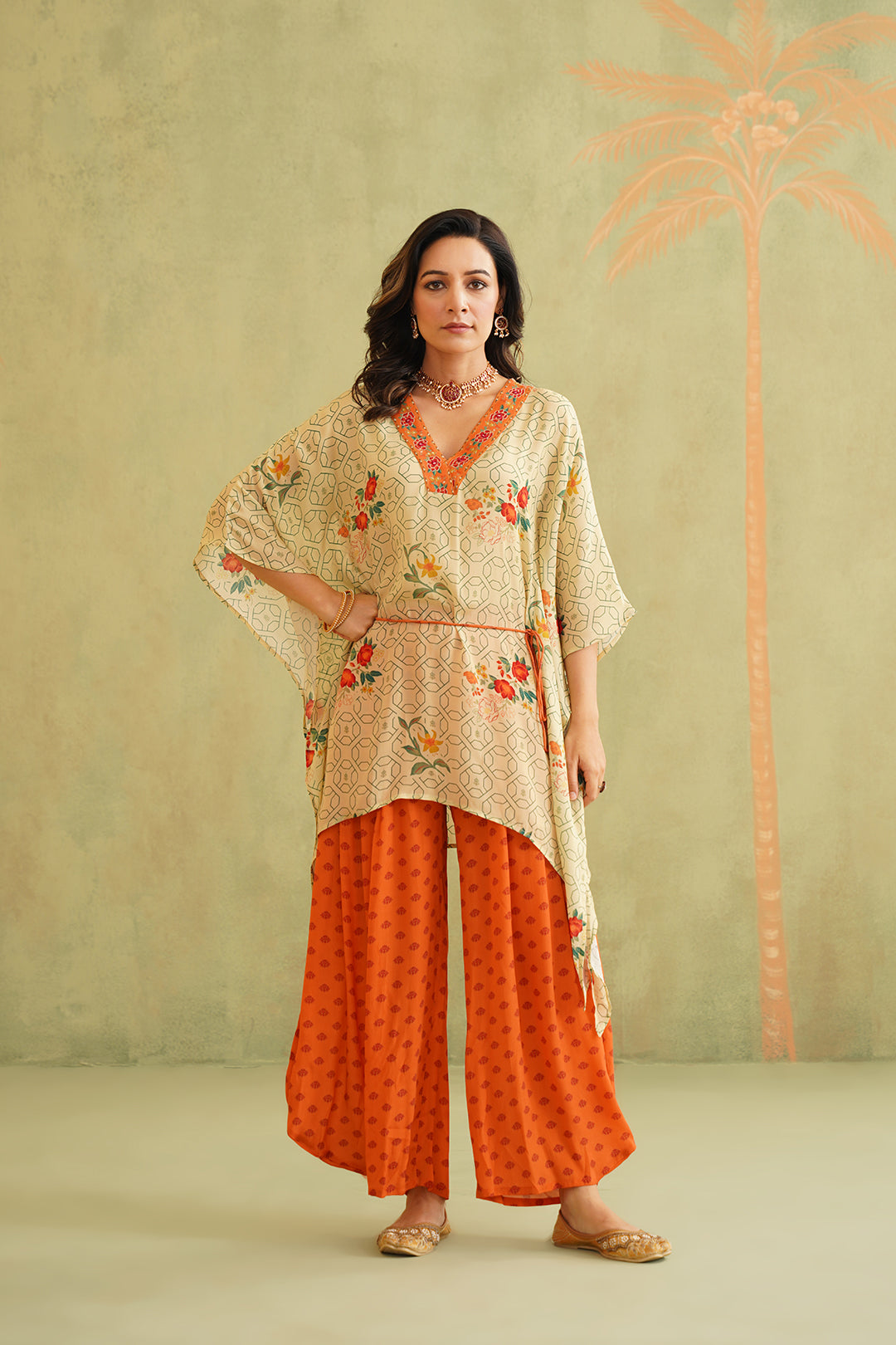 Diti Crepe Kaftaan Set - Neetika Chopra