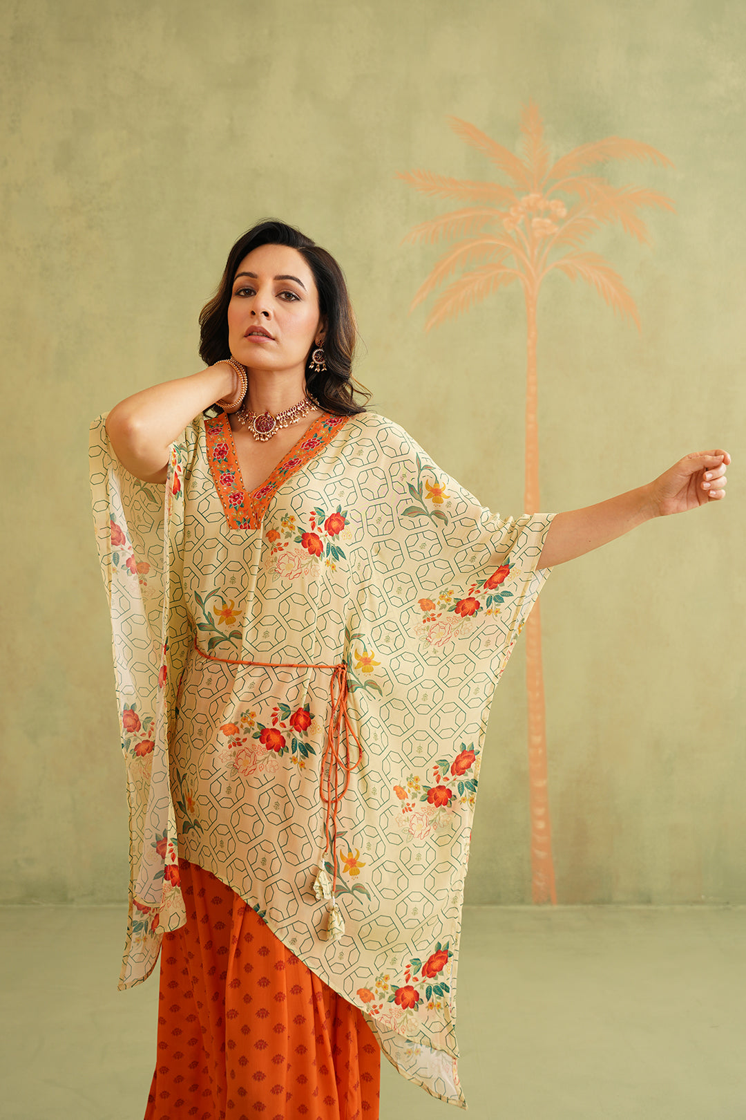 Diti Crepe Kaftaan Set - Neetika Chopra