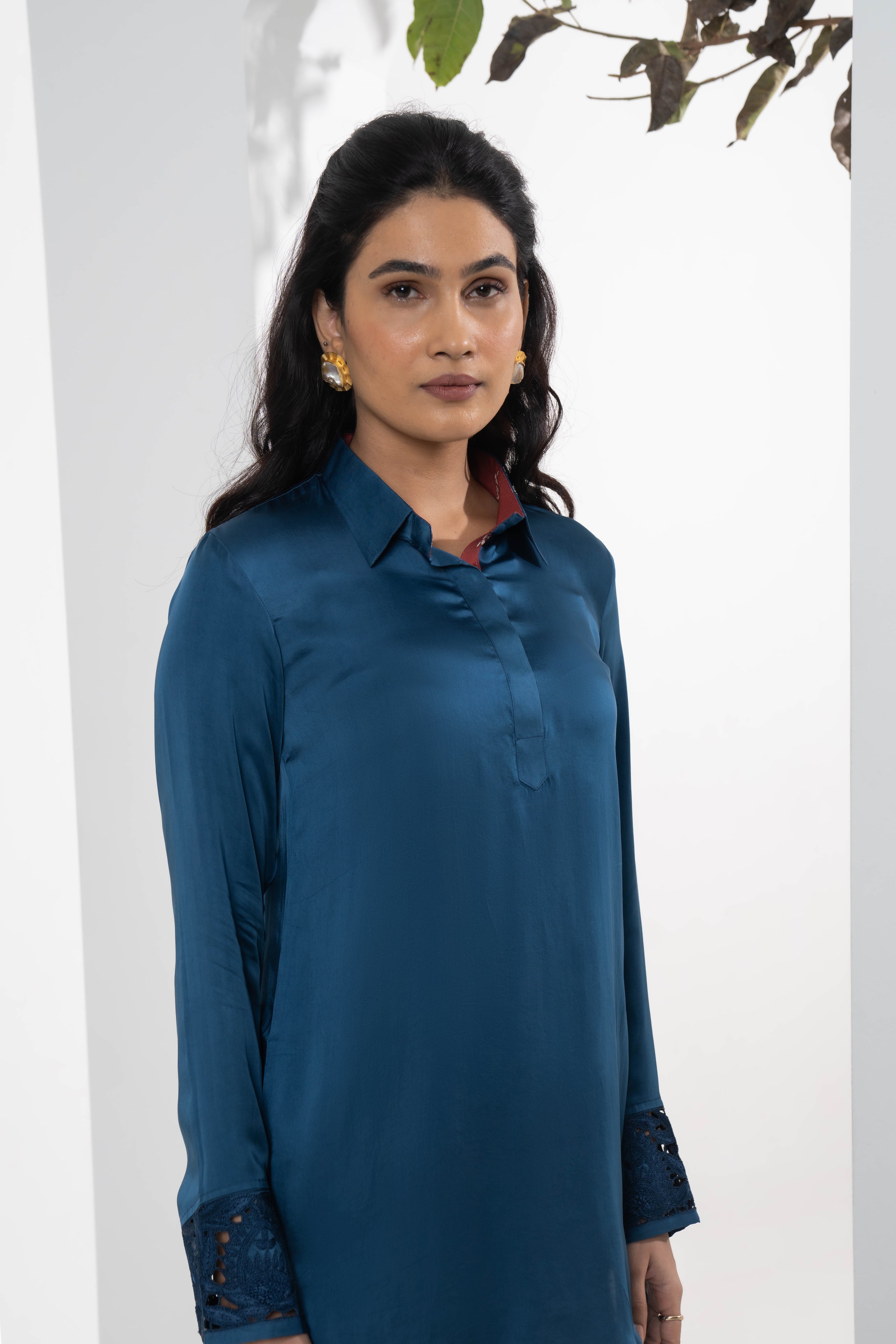 Mira Blue Satin Co-ord Set - Neetika Chopra