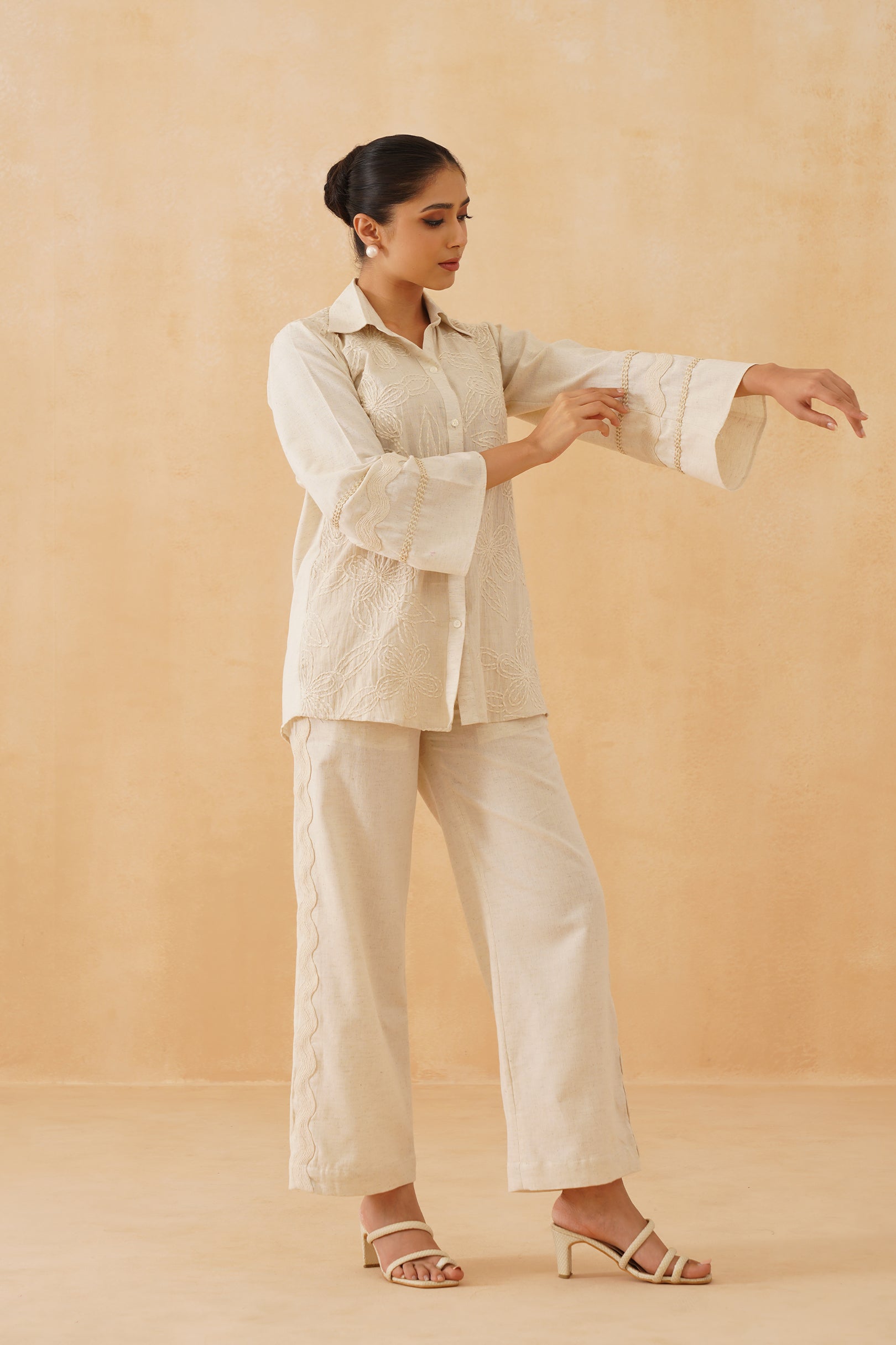 Mogra Hand Embroidered Cotton Matching Set - Neetika Chopra