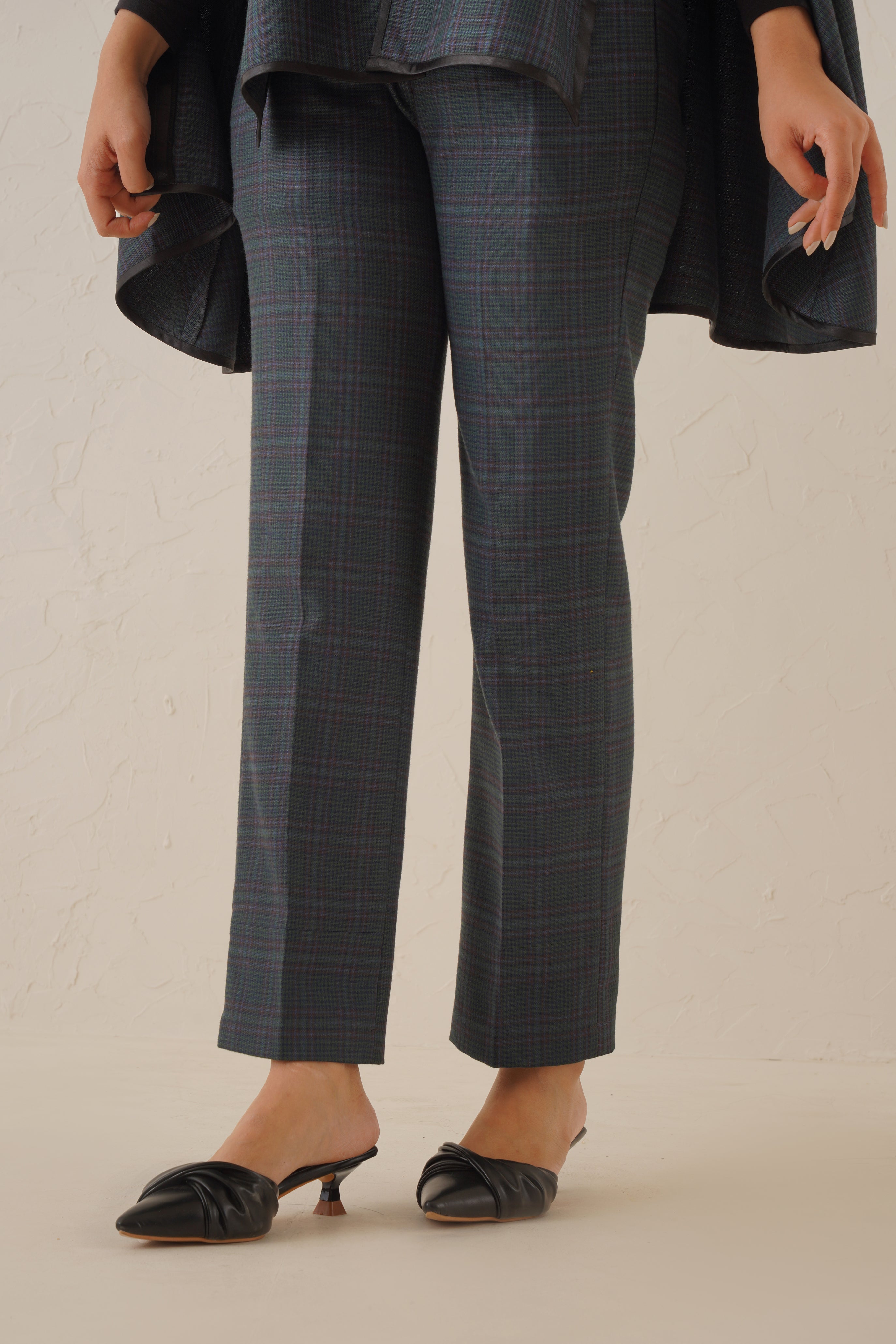 Slate Check Cape Set - Neetika Chopra