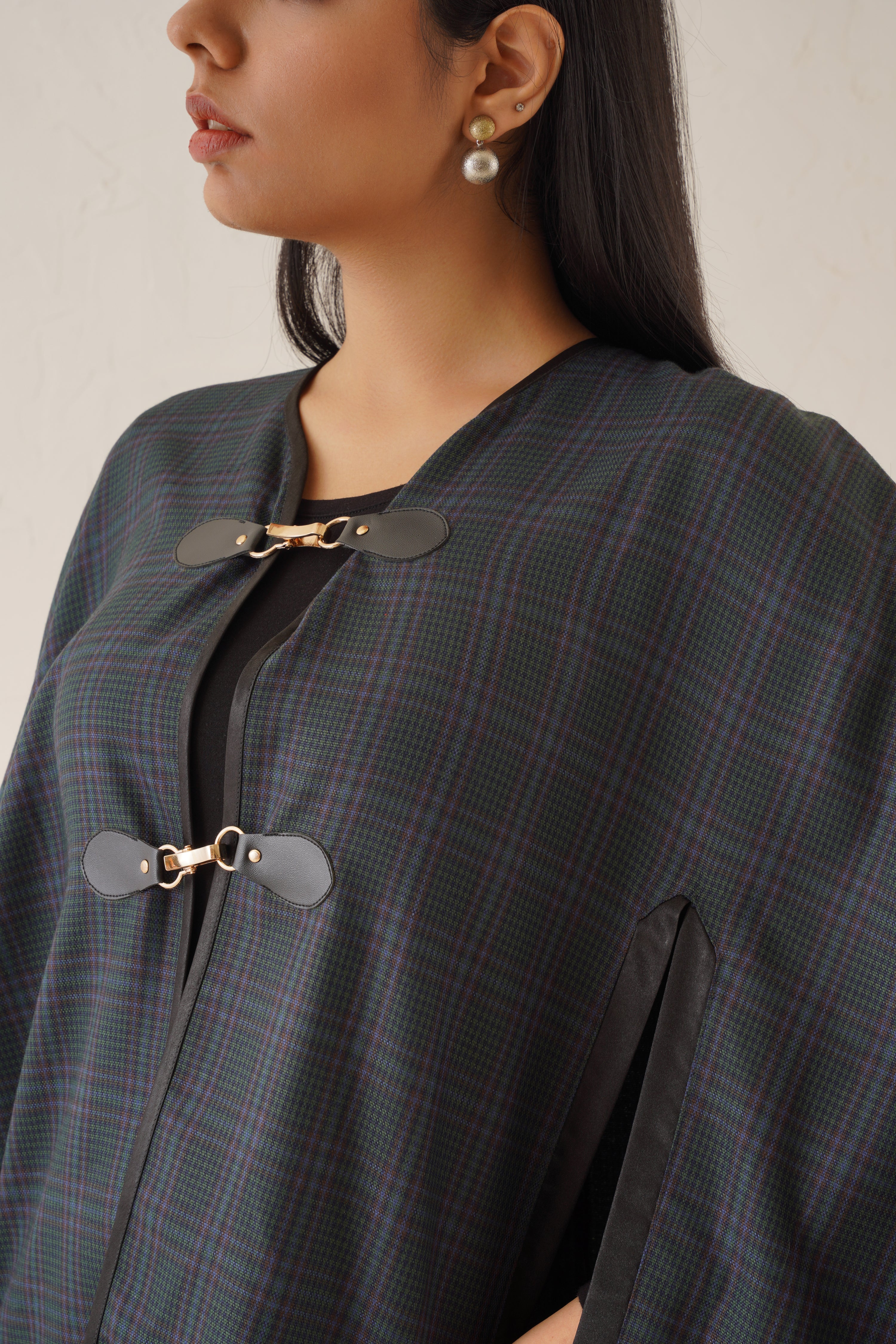 Slate Check Cape Set - Neetika Chopra