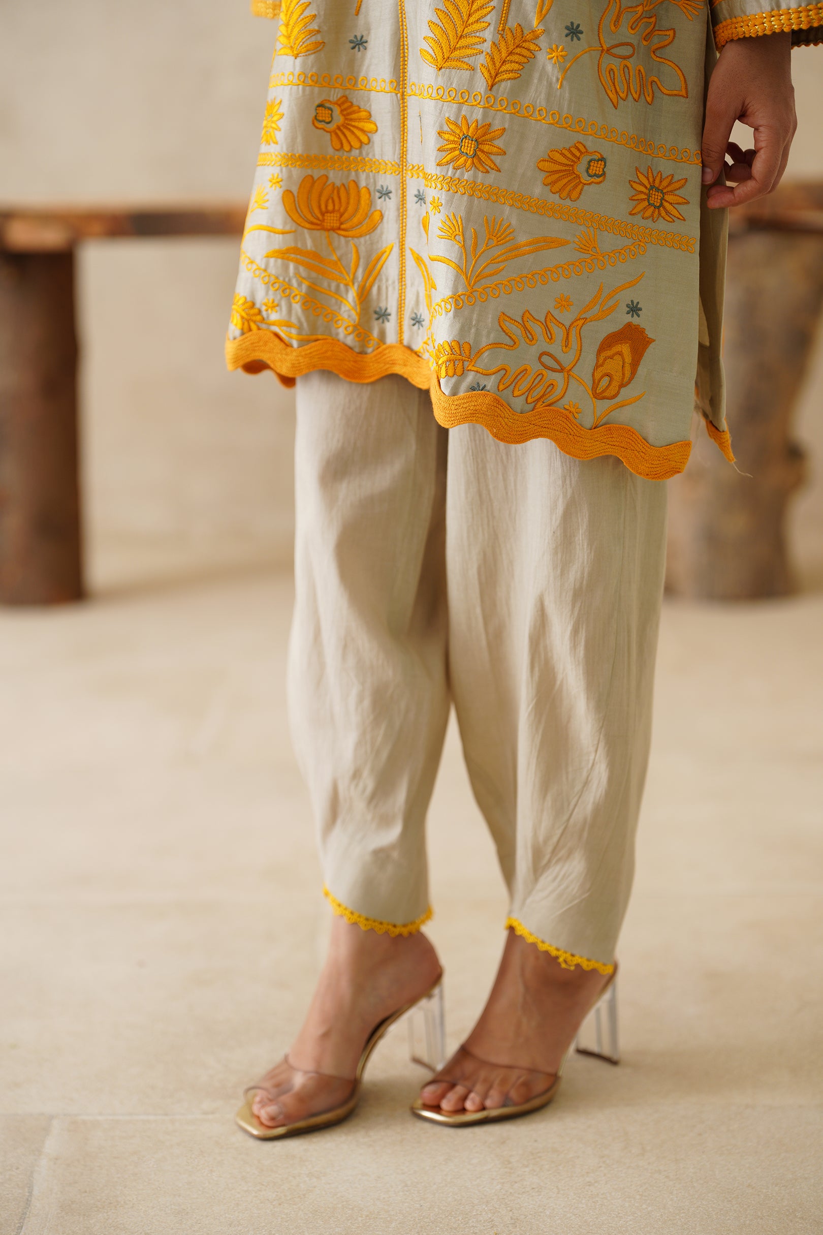 Saphira Pure Chanderi Embroidered Matching Set - Neetika Chopra