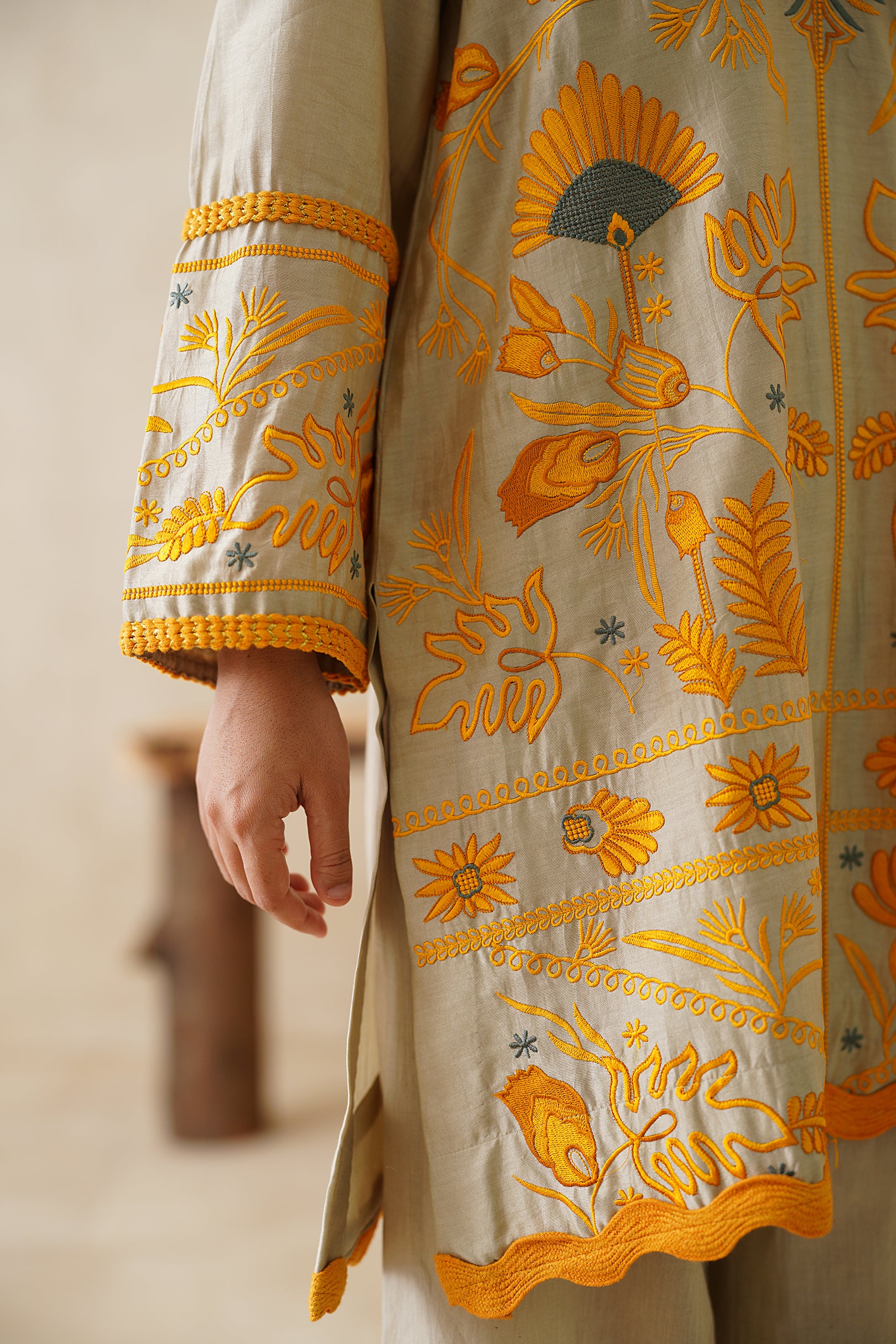 Saphira Pure Chanderi Embroidered Matching Set - Neetika Chopra
