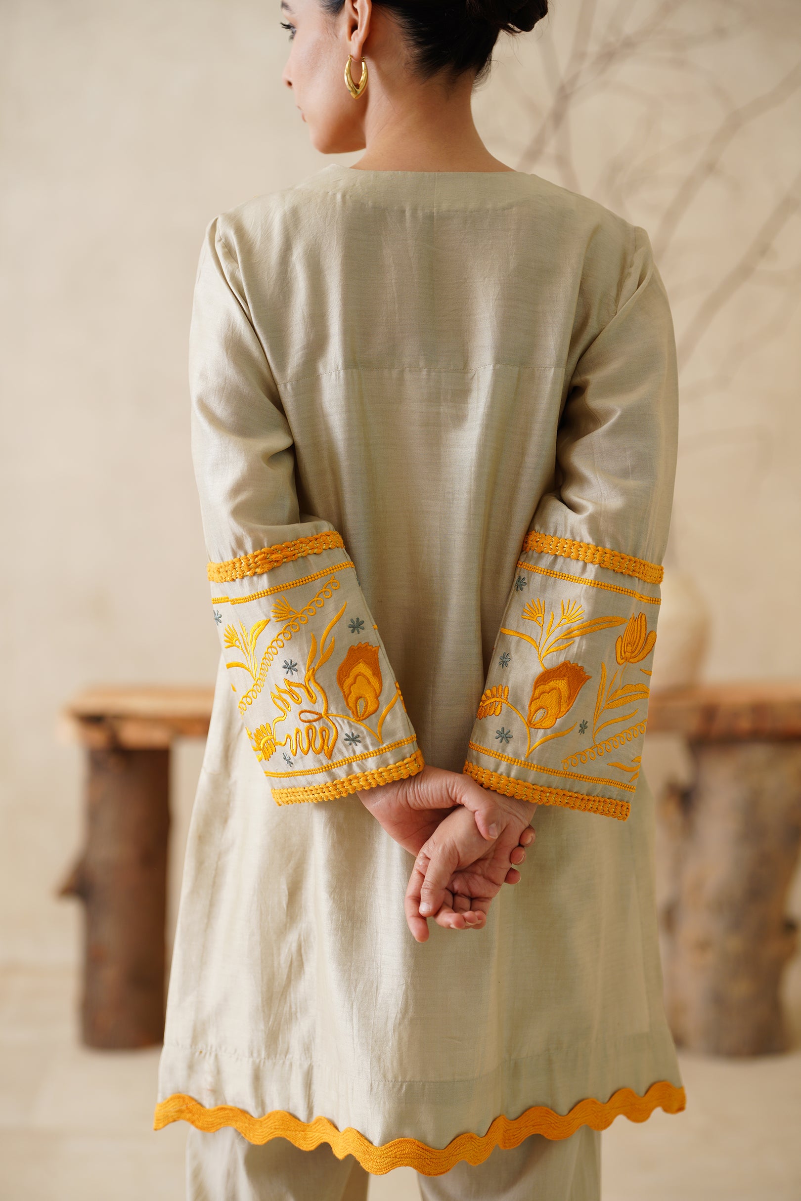 Saphira Pure Chanderi Embroidered Matching Set - Neetika Chopra