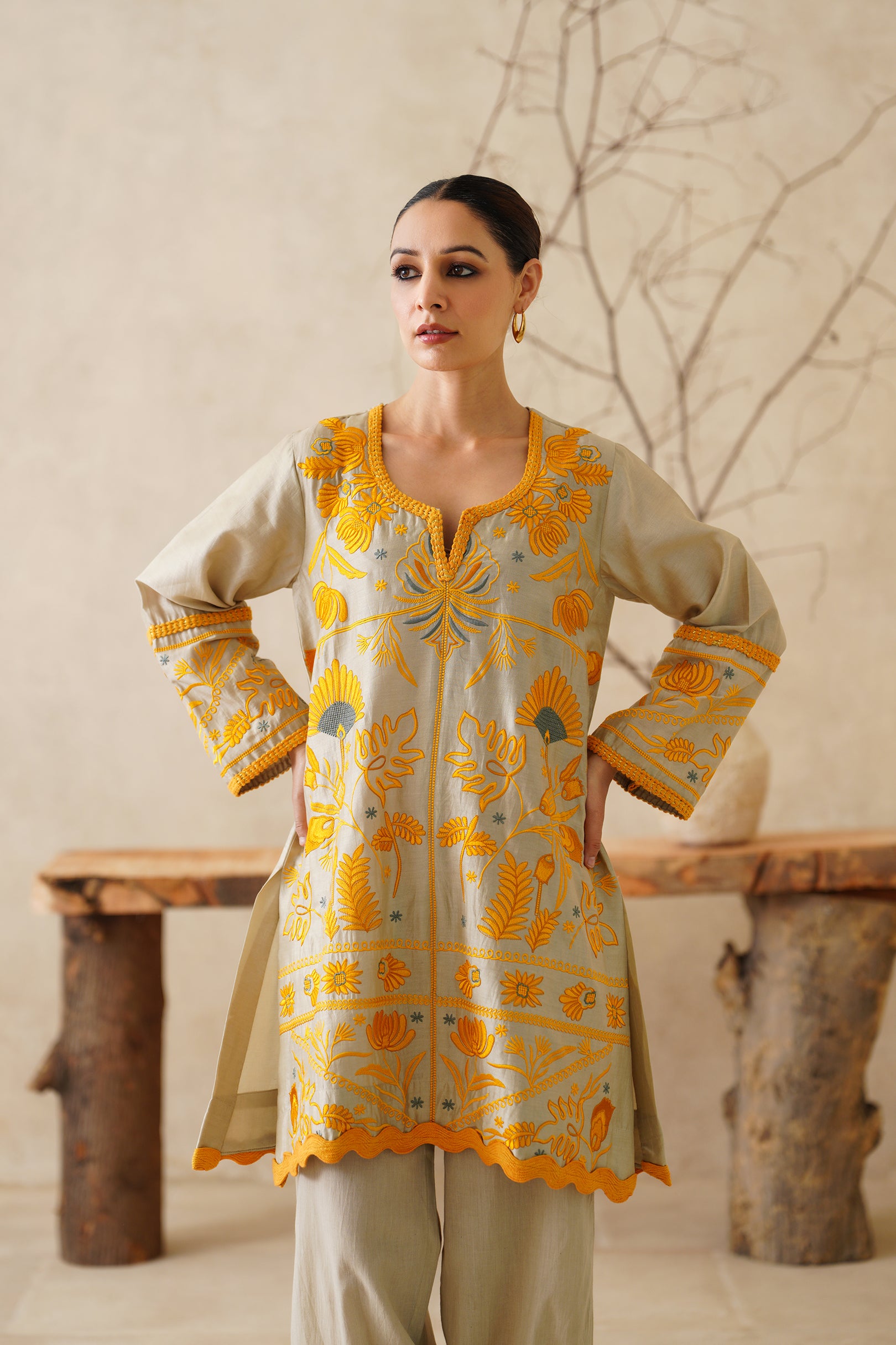 Saphira Pure Chanderi Embroidered Matching Set - Neetika Chopra