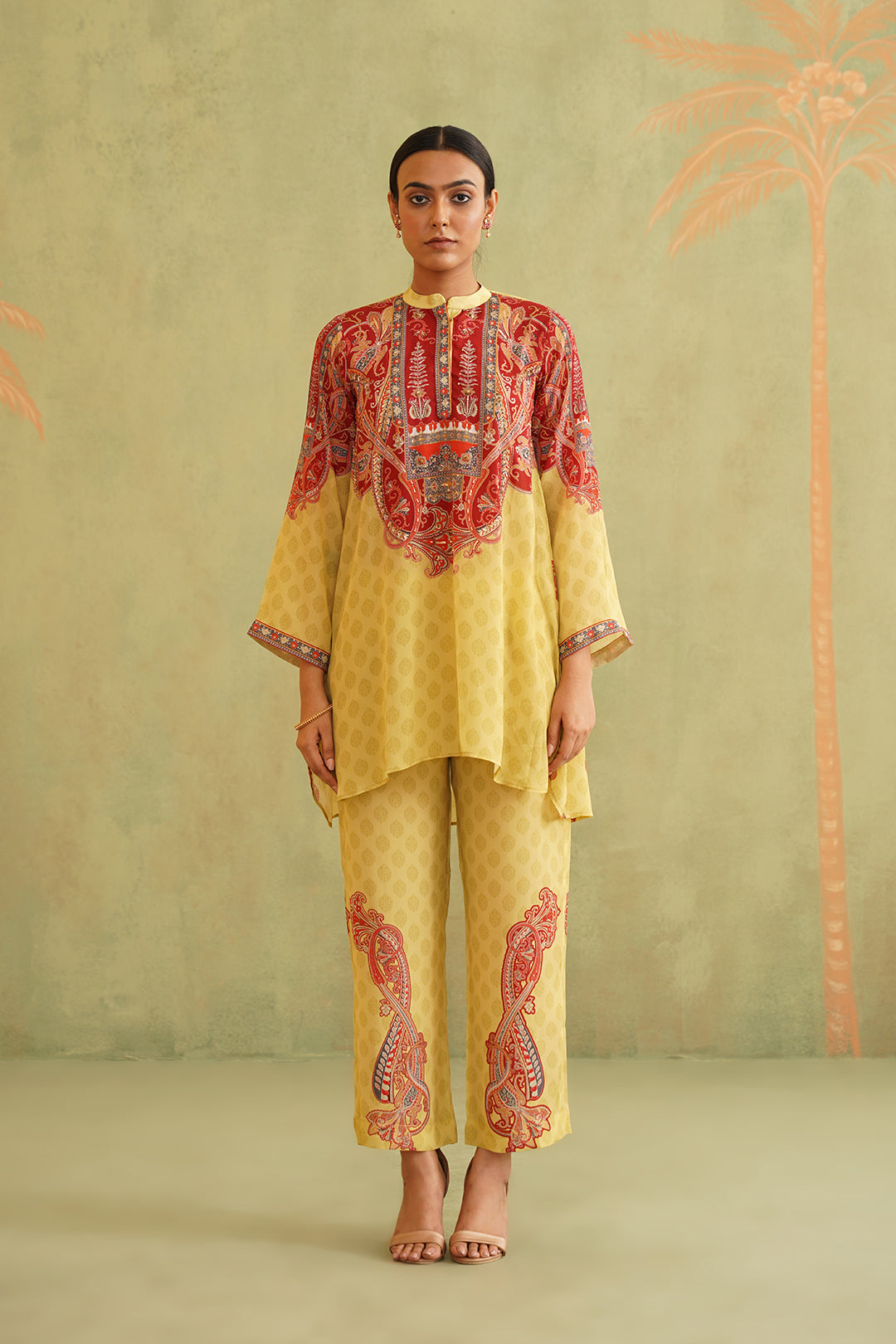 SUNSHINE YELLOW HAND EMBROIDERED MATHCING SET - Neetika Chopra