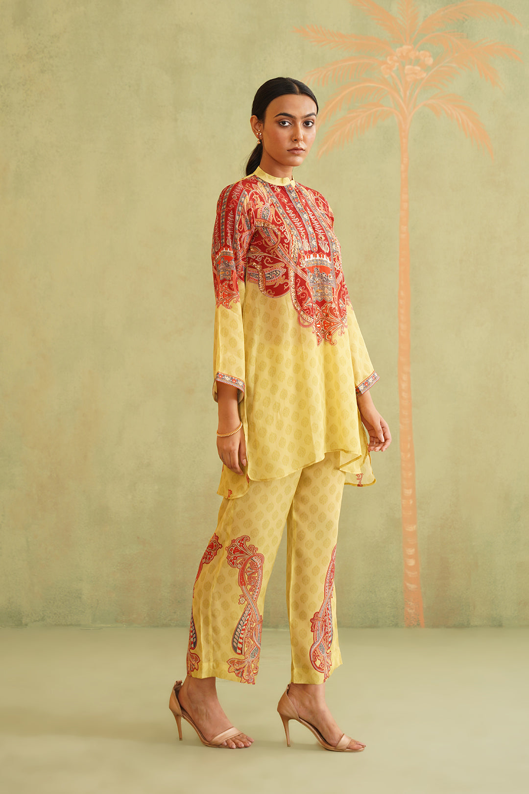 SUNSHINE YELLOW HAND EMBROIDERED MATHCING SET - Neetika Chopra