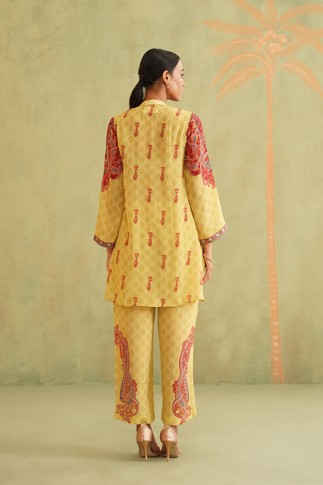 SUNSHINE YELLOW HAND EMBROIDERED MATHCING SET - Neetika Chopra