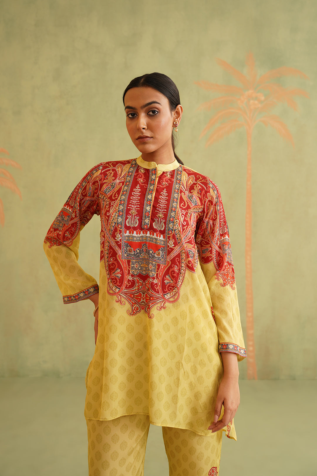 SUNSHINE YELLOW HAND EMBROIDERED MATHCING SET - Neetika Chopra
