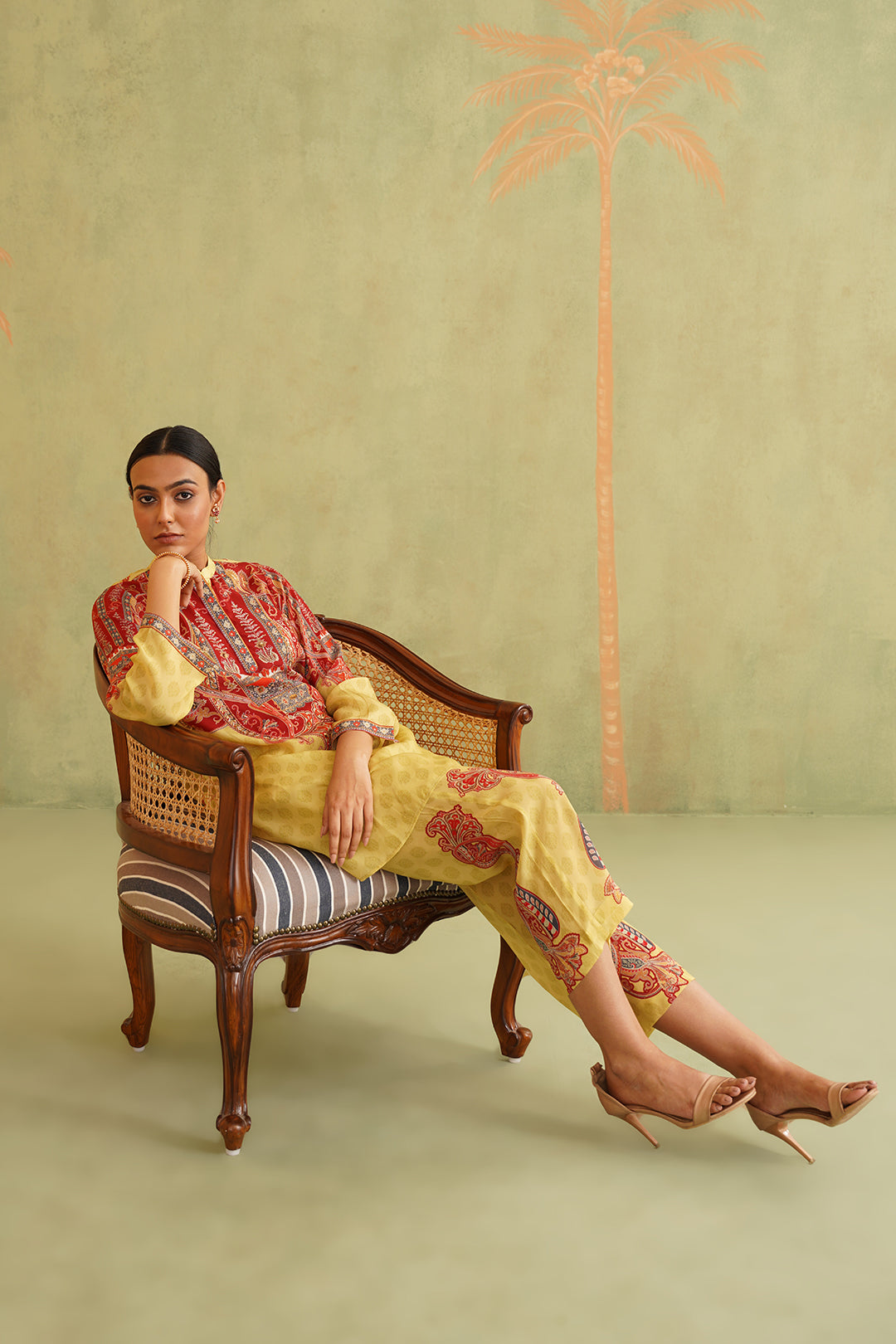 SUNSHINE YELLOW HAND EMBROIDERED MATHCING SET - Neetika Chopra