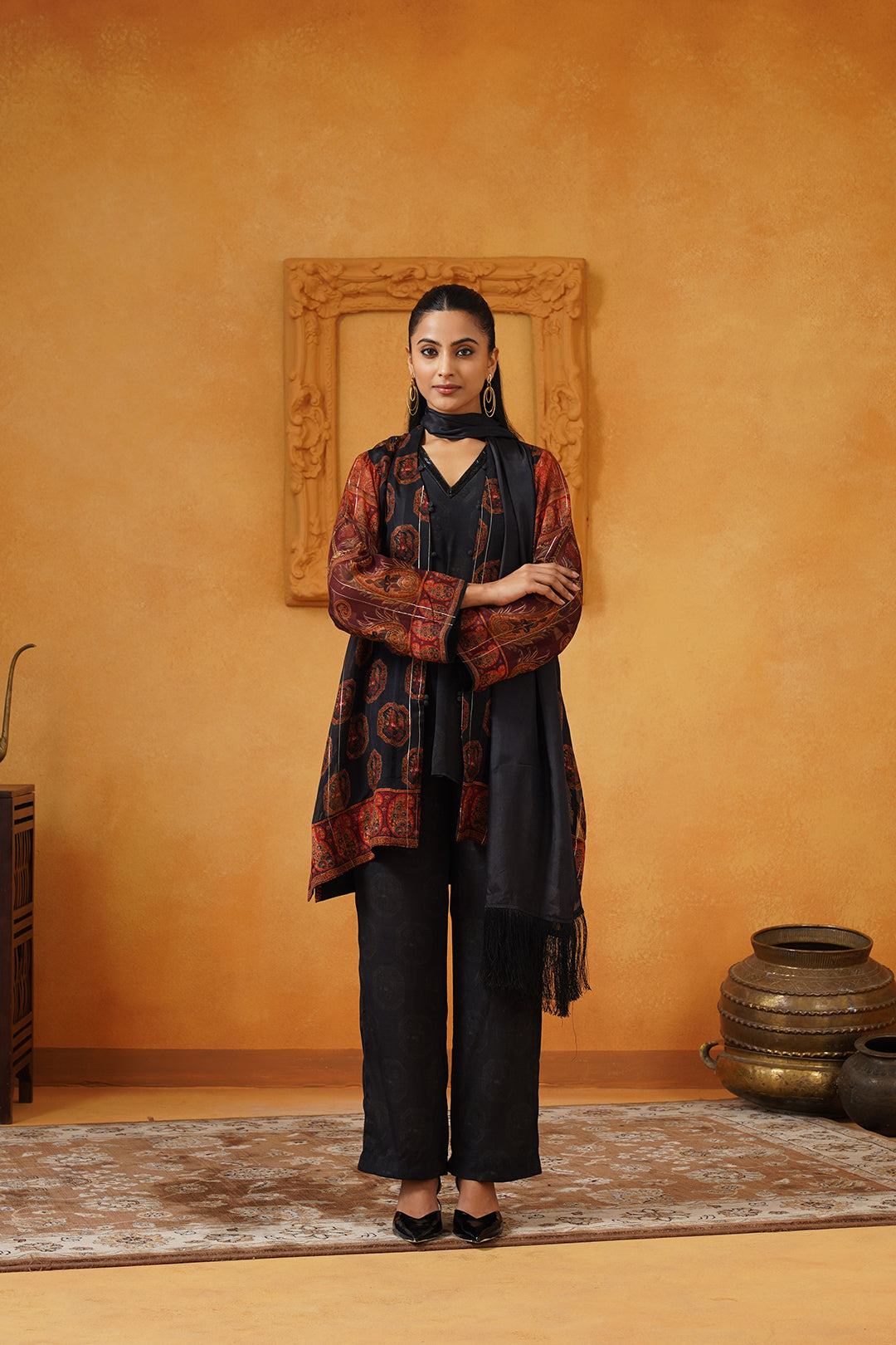 Sureena Crepe Matching Set With Stole - Neetika Chopra
