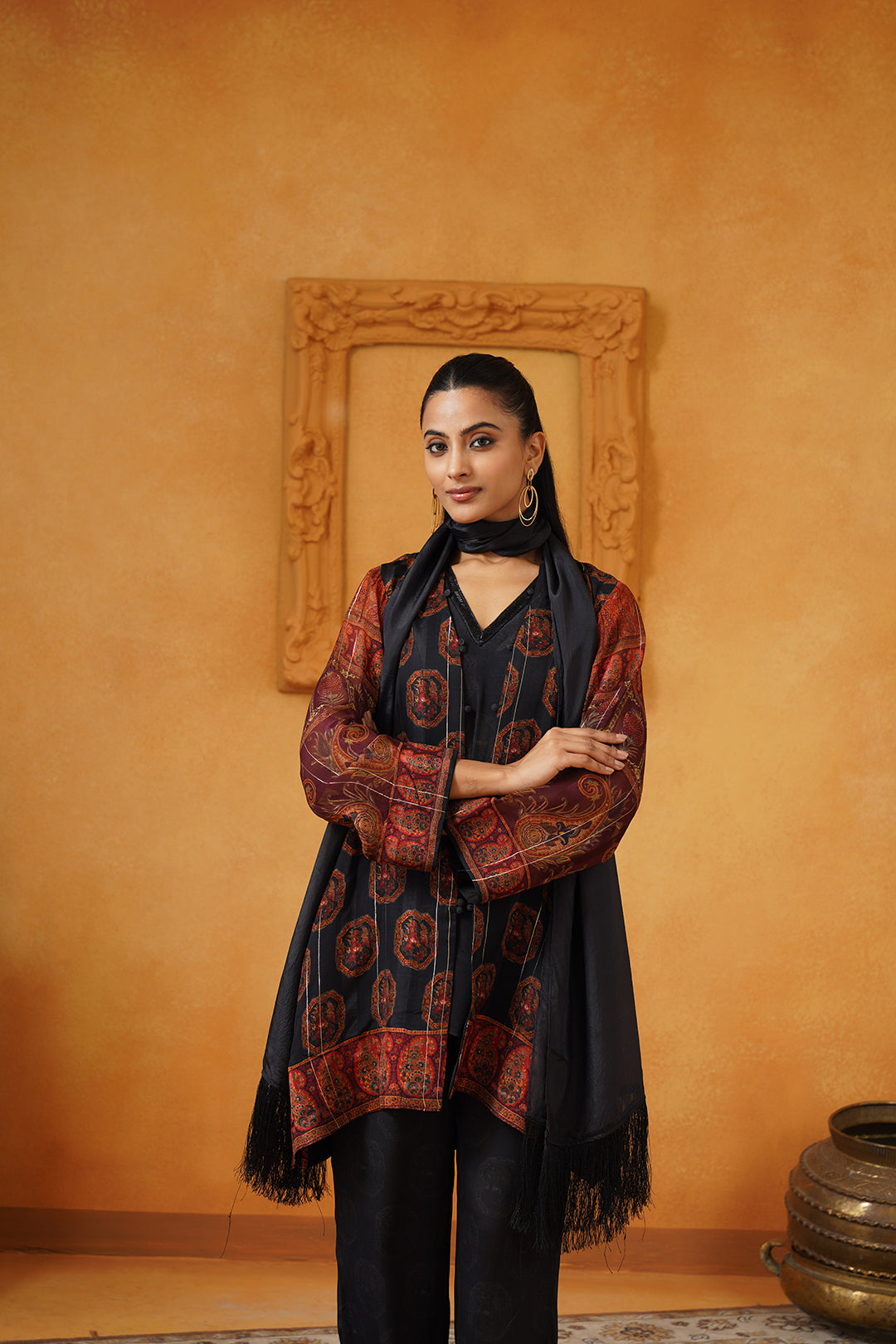 Sureena Crepe Matching Set With Stole - Neetika Chopra