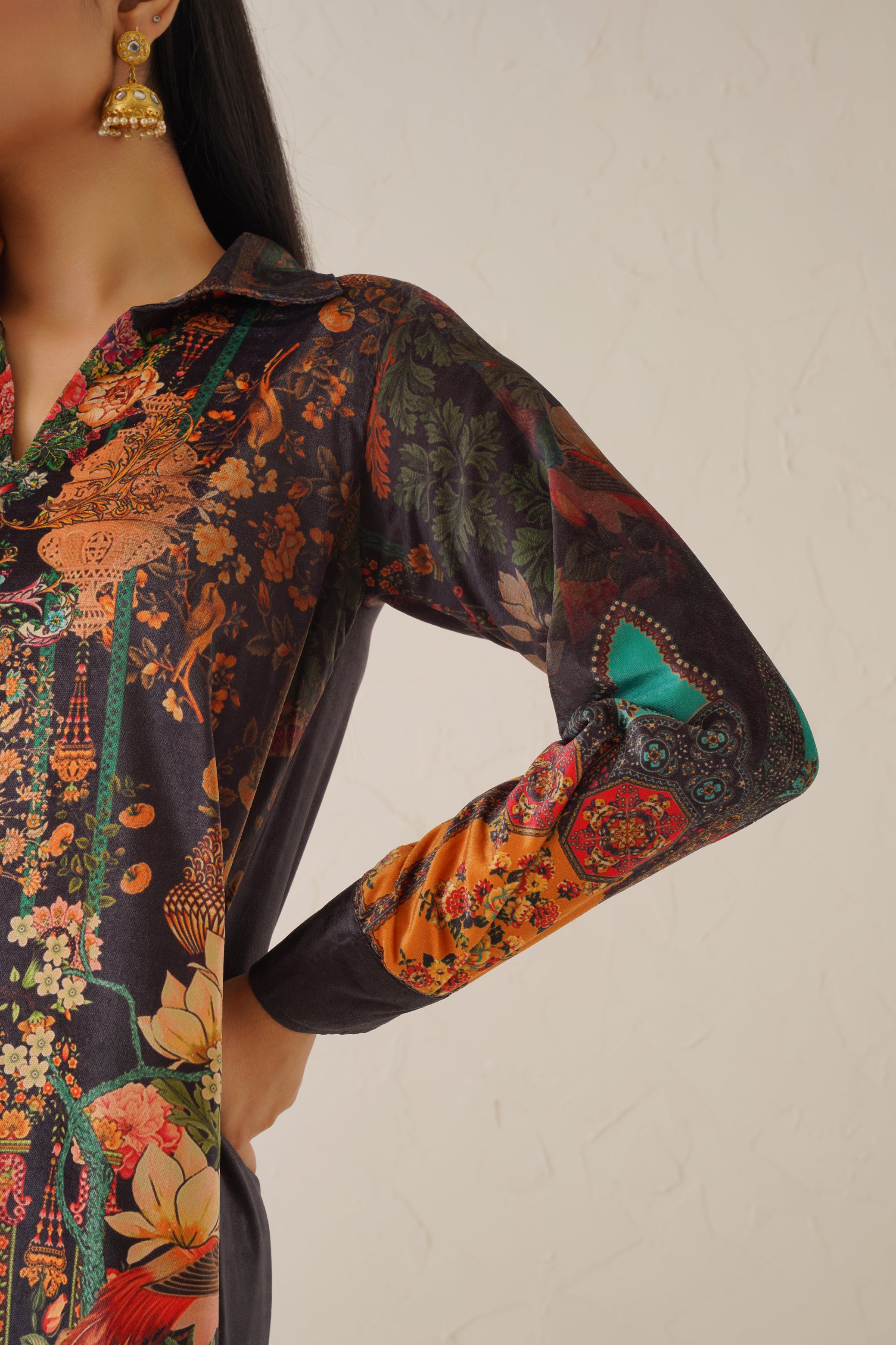 Tamia Printed Velvet Matching Set - Neetika Chopra