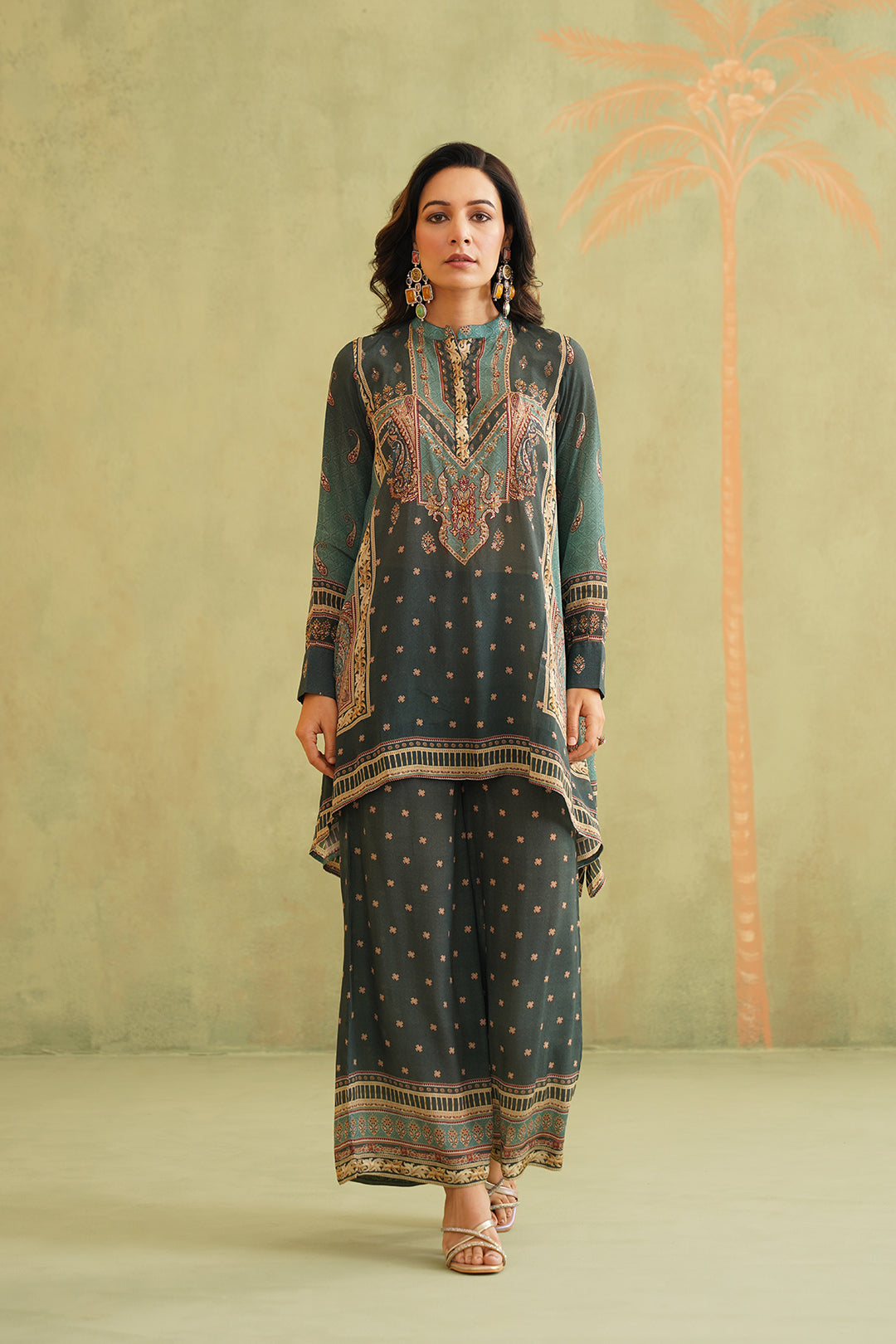 Yasmin Green Embroidered Matching Set - Neetika Chopra