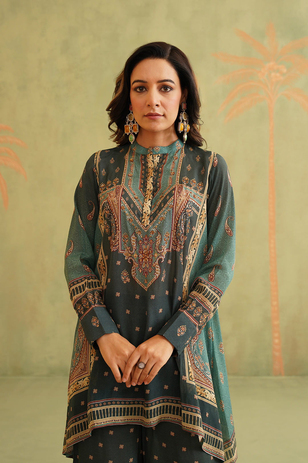 Yasmin Green Embroidered Matching Set - Neetika Chopra