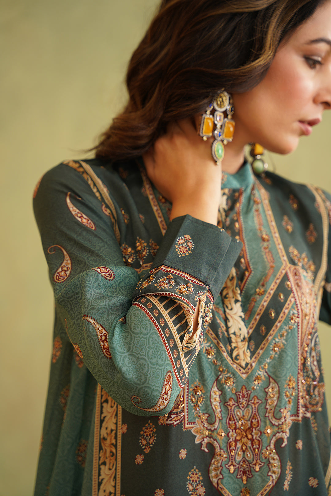 Yasmin Green Embroidered Matching Set - Neetika Chopra