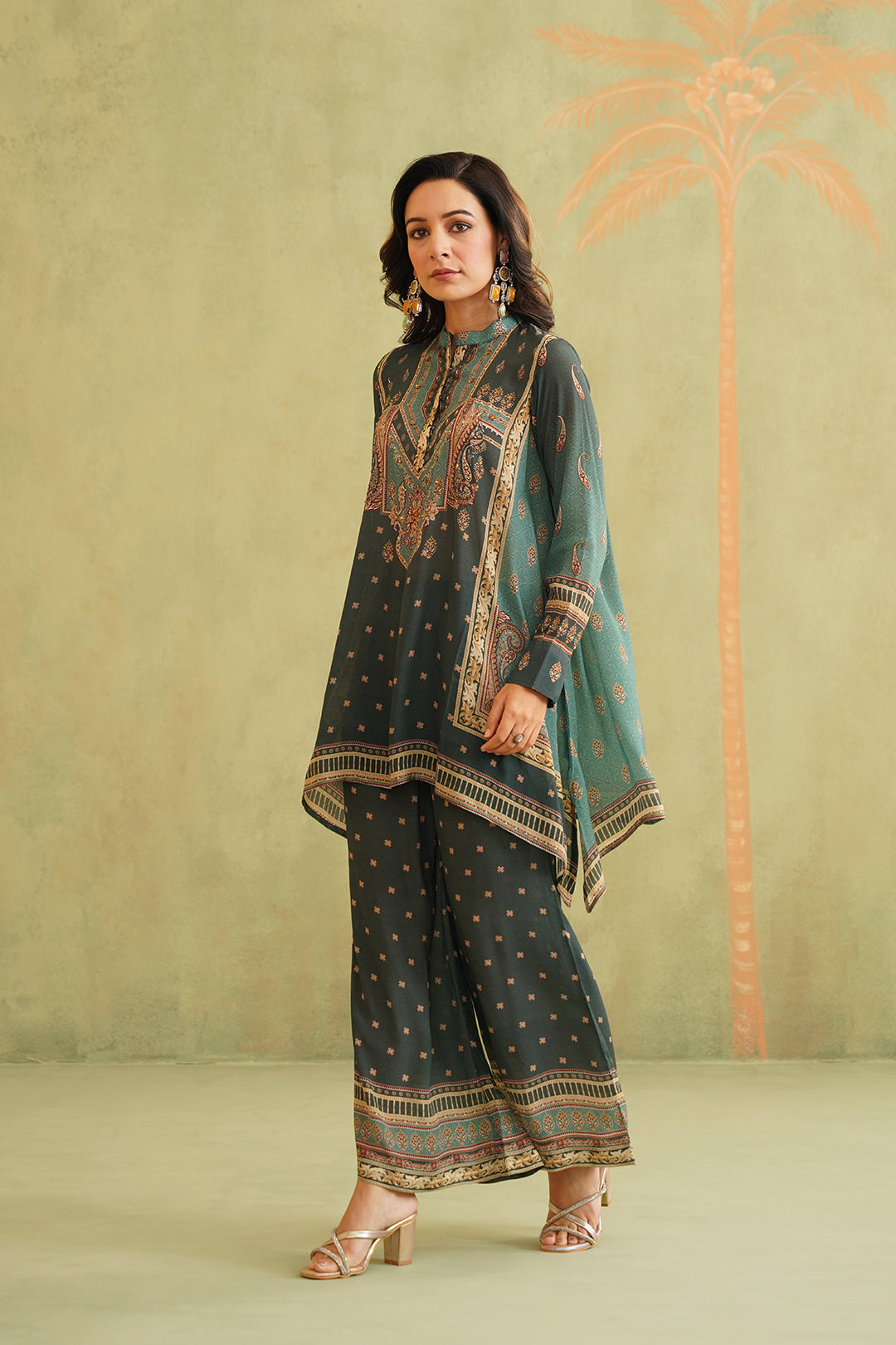 Yasmin Green Embroidered Matching Set - Neetika Chopra