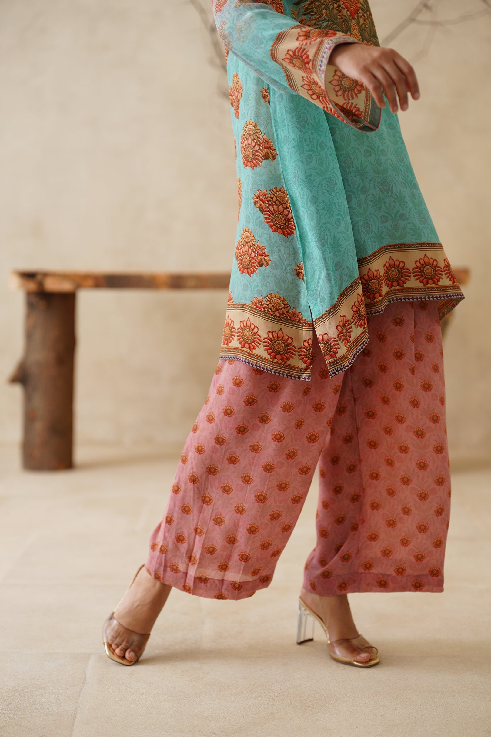 Zafran Crepe Printed Matching Set - Neetika Chopra