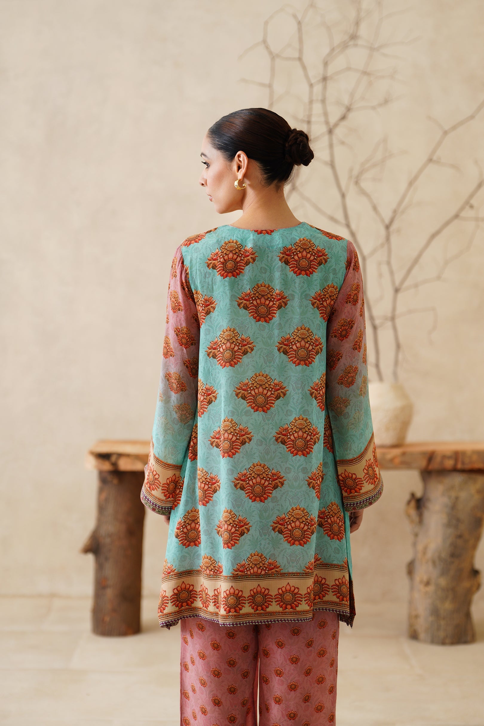 Zafran Crepe Printed Matching Set - Neetika Chopra
