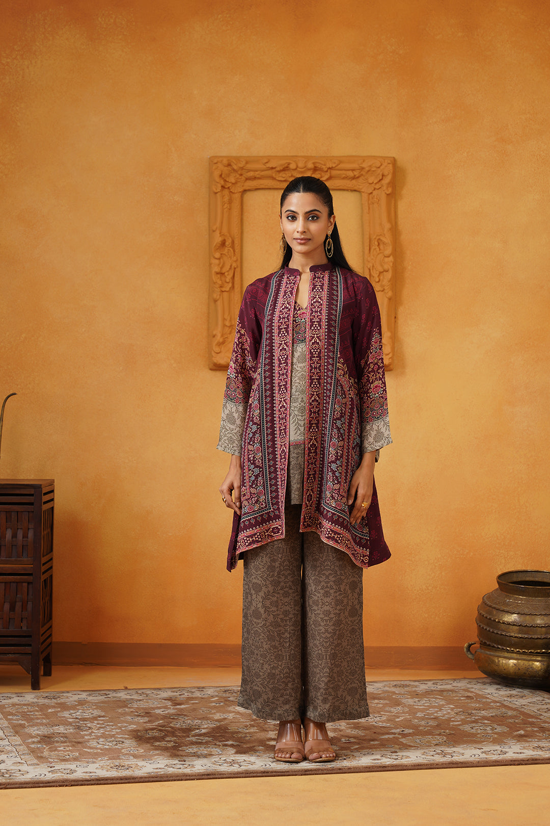 Zainab Crepe Matching Set With Cape - Neetika Chopra