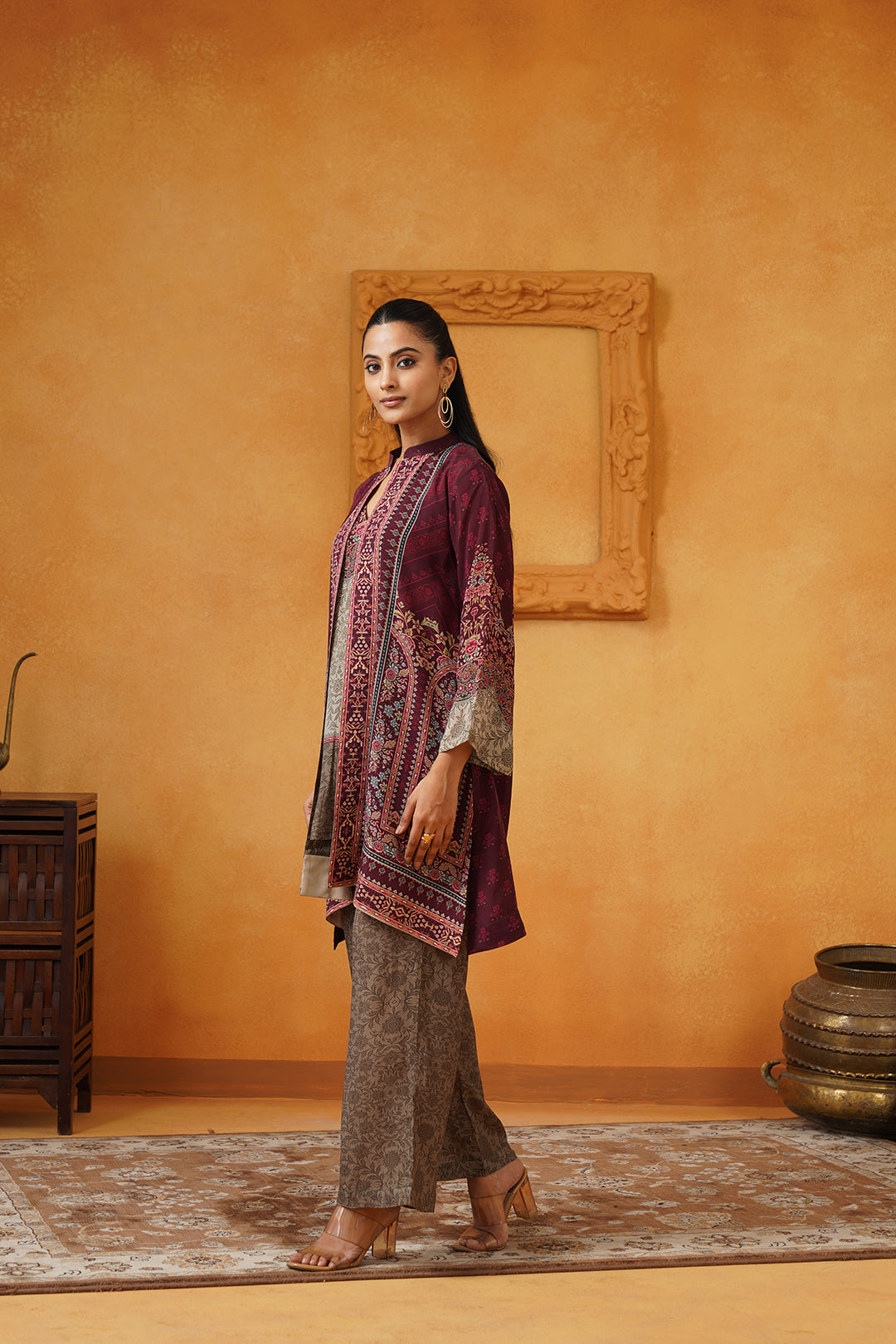 Zainab Crepe Matching Set With Cape - Neetika Chopra