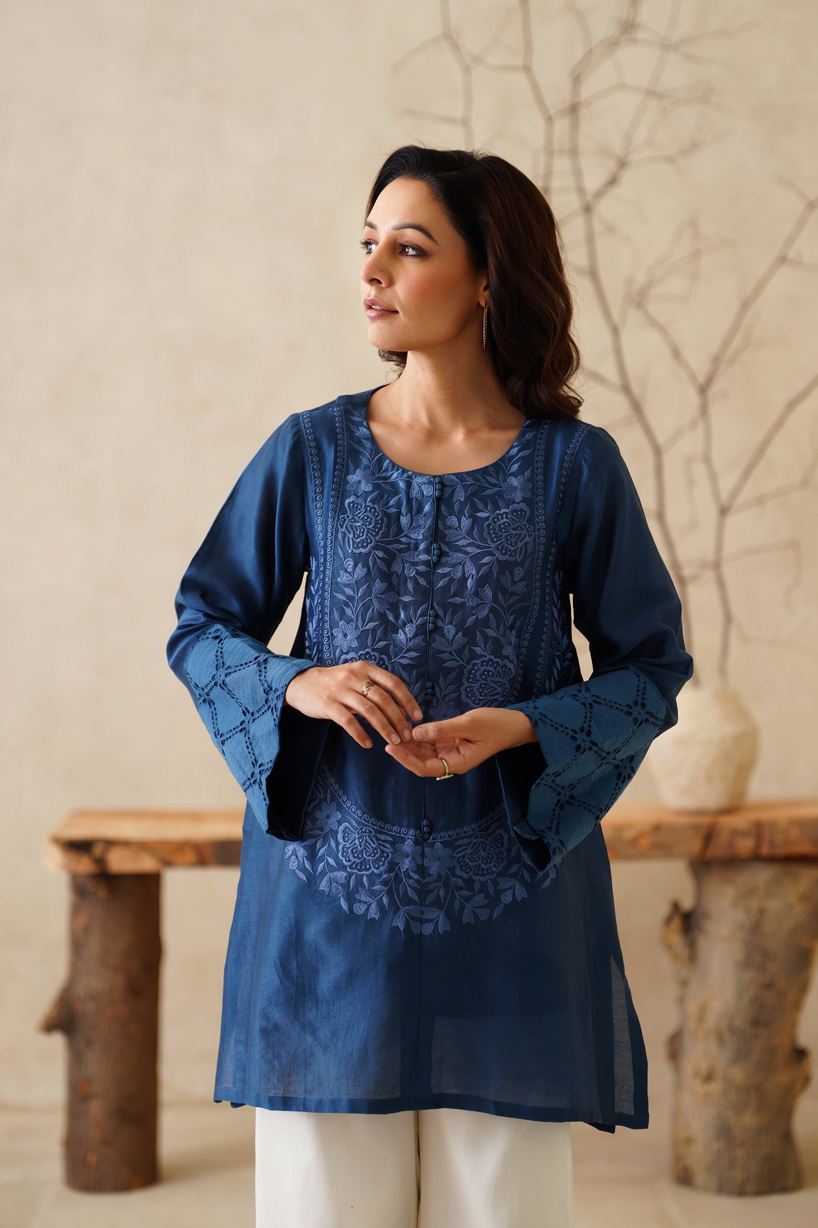 Zaroon Pure Chanderi Embroidered Matching Set - Neetika Chopra