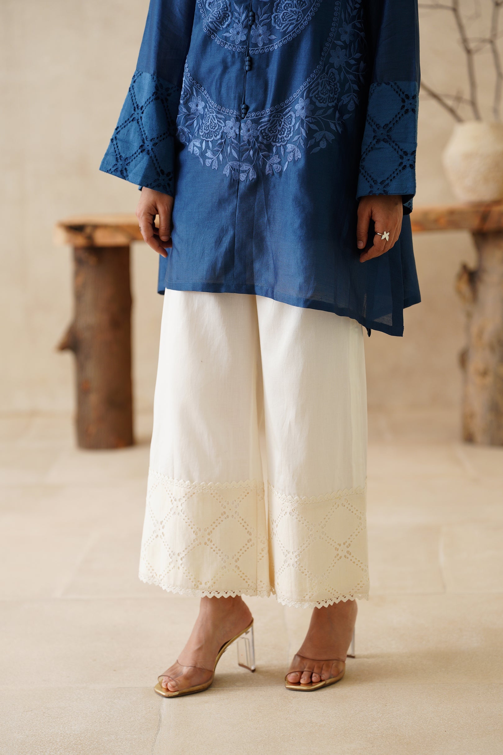 Zaroon Pure Chanderi Embroidered Matching Set - Neetika Chopra