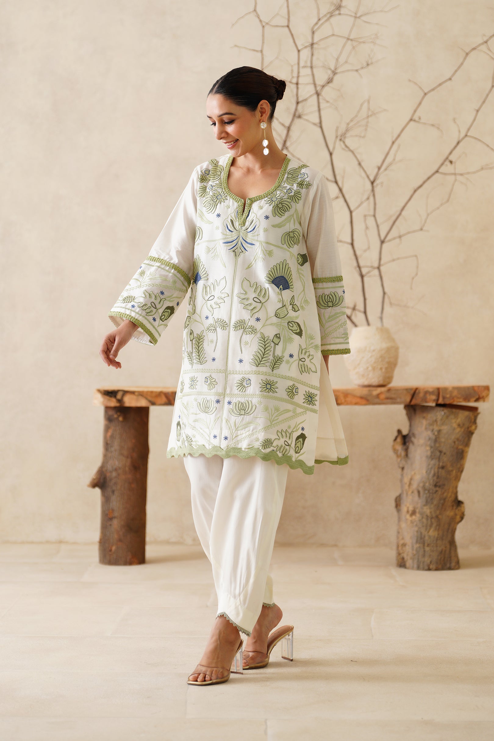 Zarwa Pure Chanderi Embroidered Matching Set - Neetika Chopra