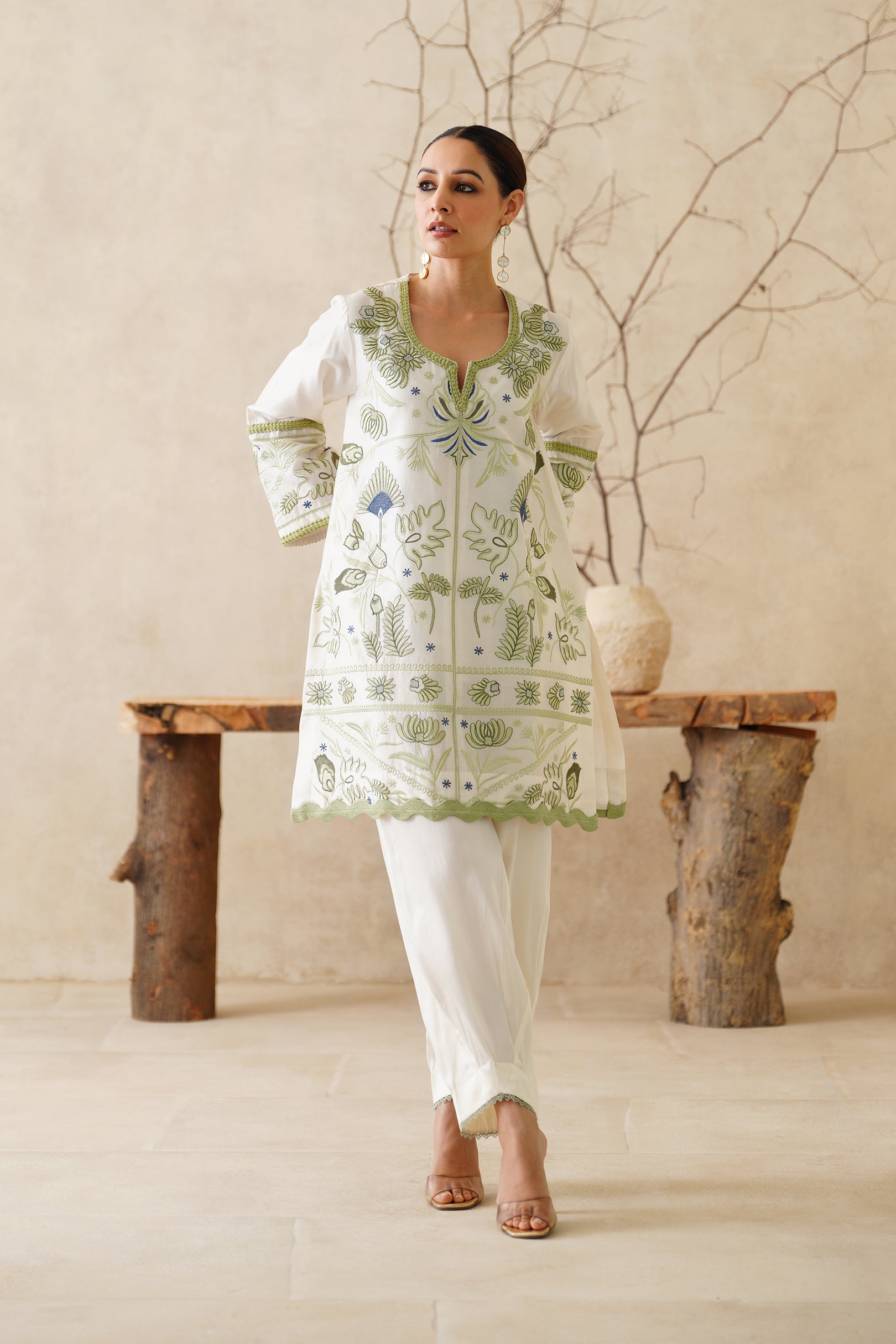 Zarwa Pure Chanderi Embroidered Matching Set - Neetika Chopra