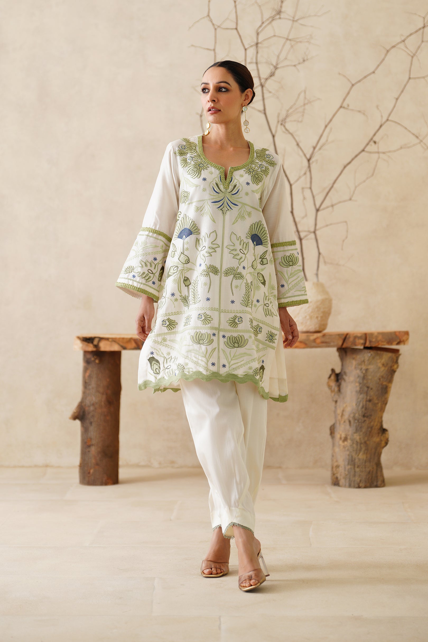 Zarwa Pure Chanderi Embroidered Matching Set - Neetika Chopra