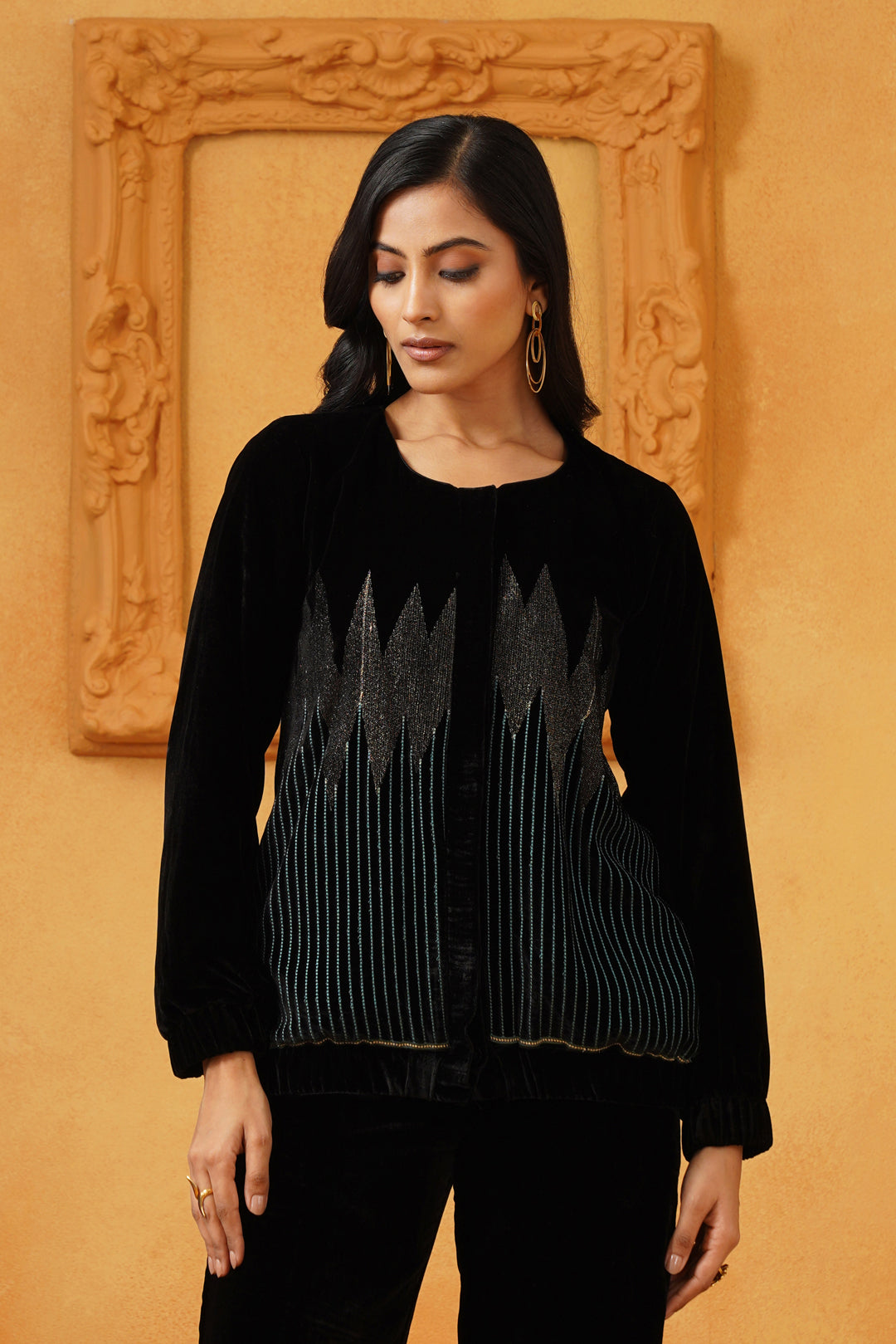 Sanchi Velvet Embroidered Only Jacket - Neetika Chopra
