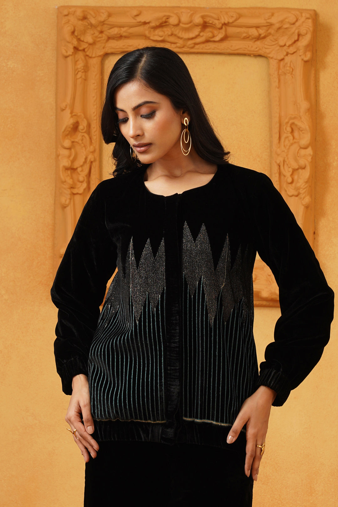 Sanchi Velvet Embroidered Only Jacket - Neetika Chopra