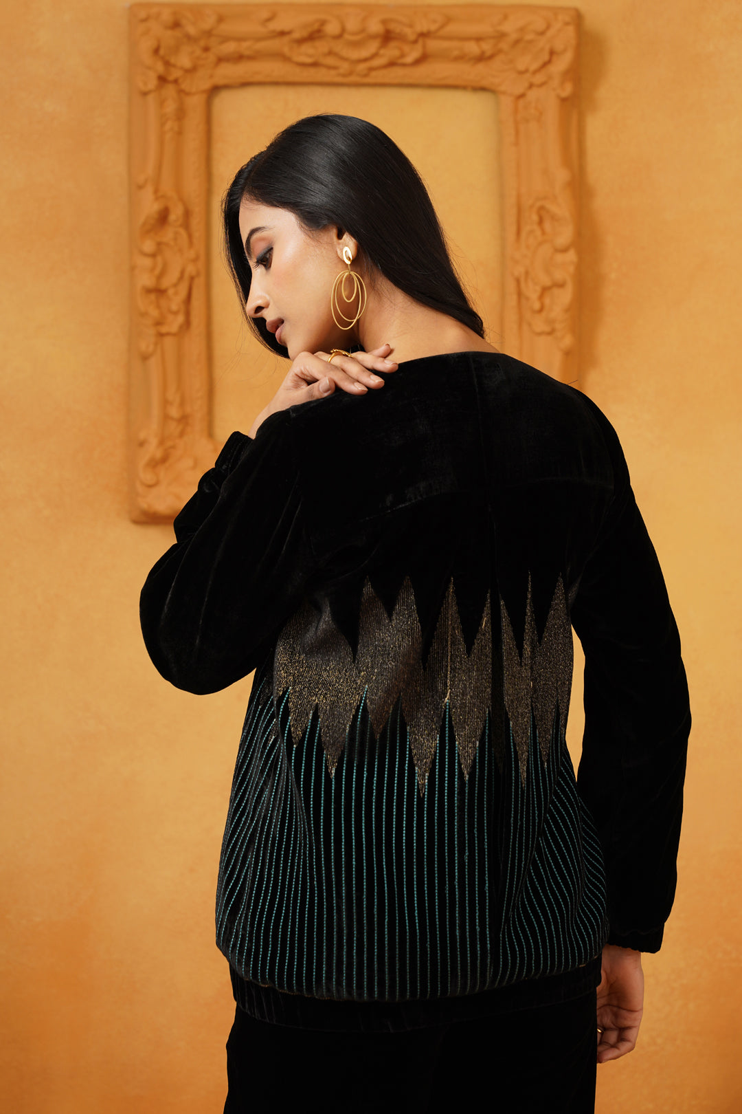 Sanchi Velvet Embroidered Only Jacket - Neetika Chopra