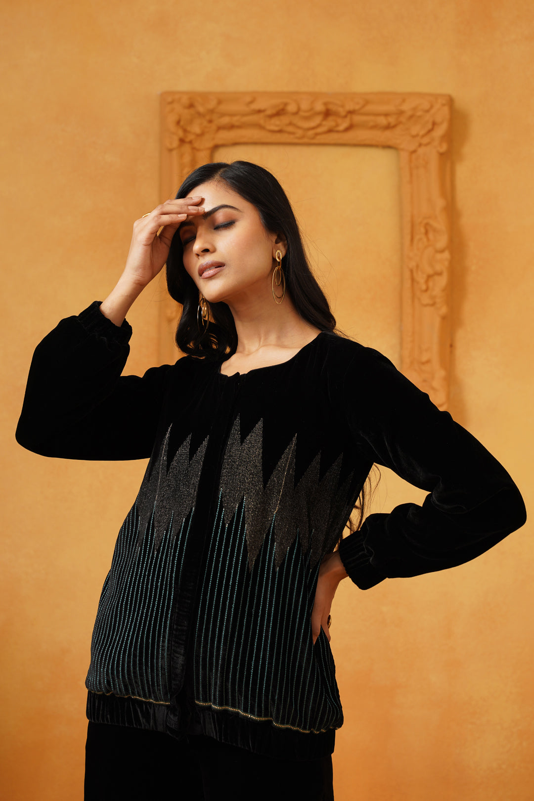 Sanchi Velvet Embroidered Only Jacket - Neetika Chopra