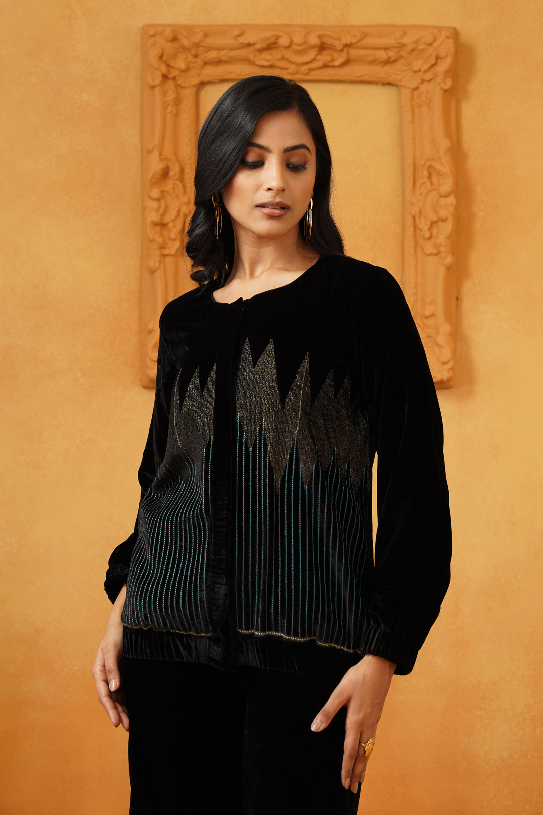 Sanchi Velvet Embroidered Only Jacket - Neetika Chopra