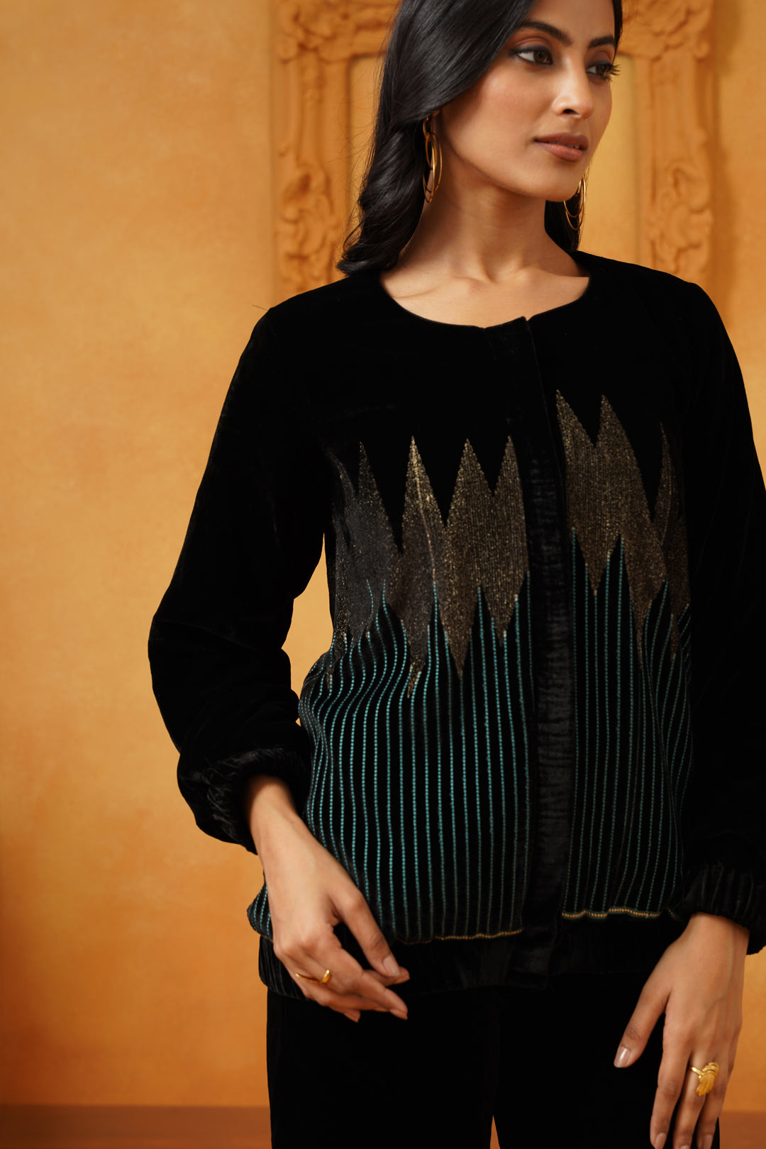 Sanchi Velvet Embroidered Only Jacket - Neetika Chopra