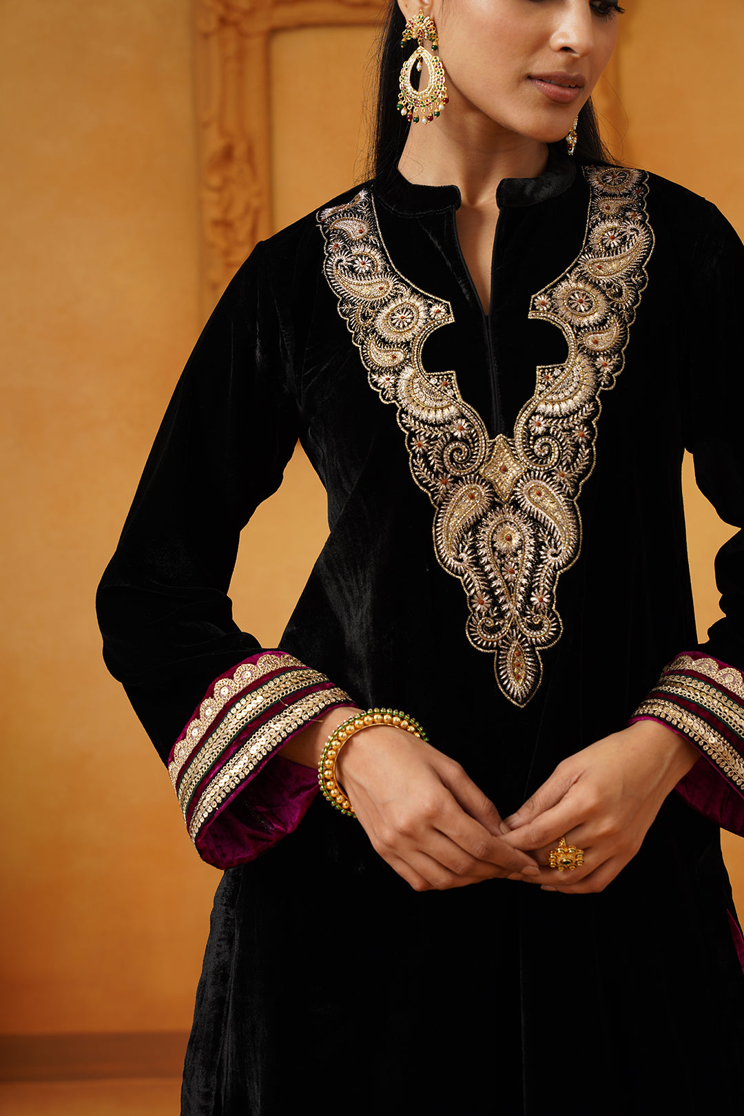 Nadia Velvet Emboidered Kurta Set - Neetika Chopra