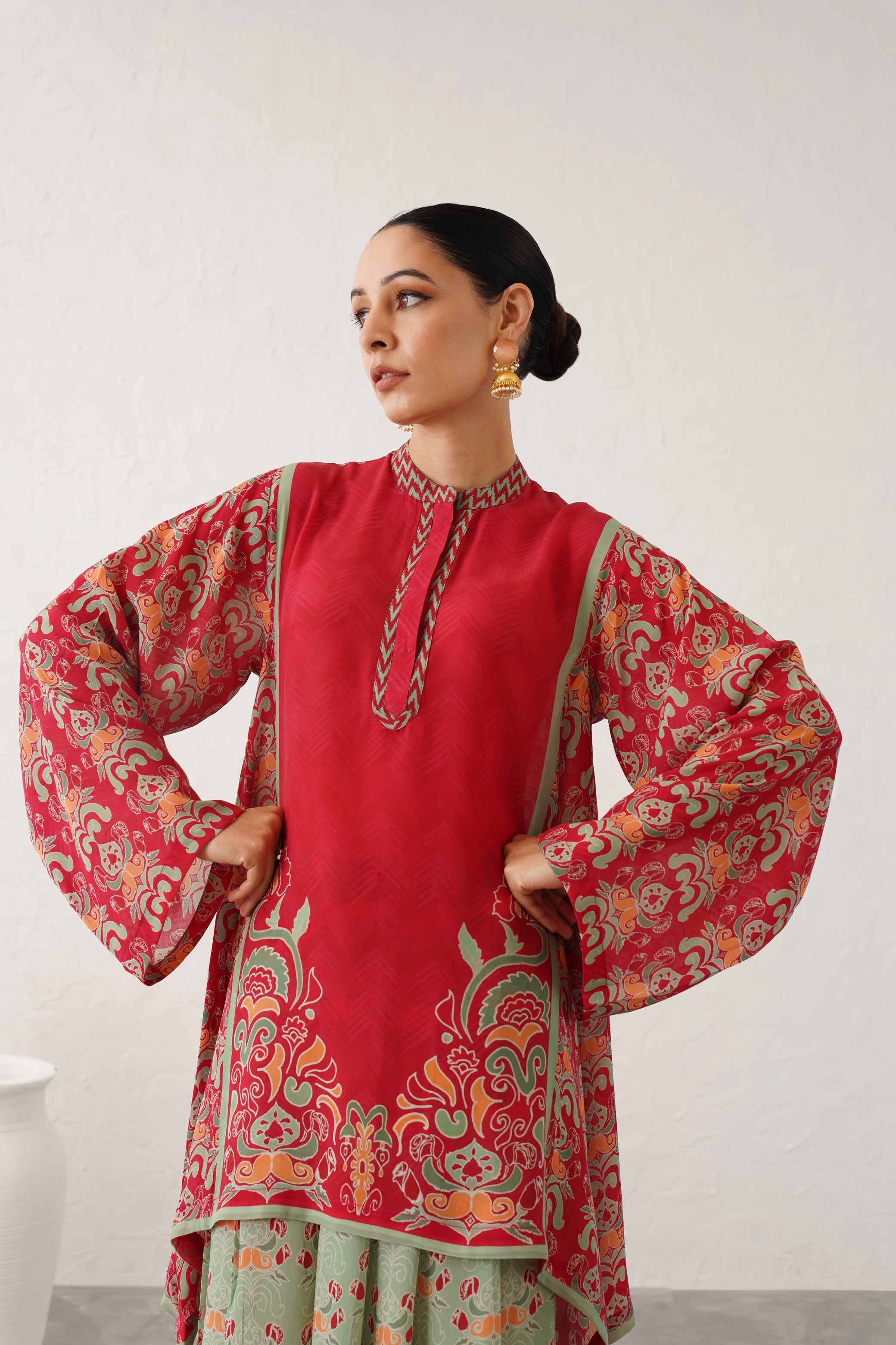 Rose Printed Crepe Matching Set - Neetika Chopra