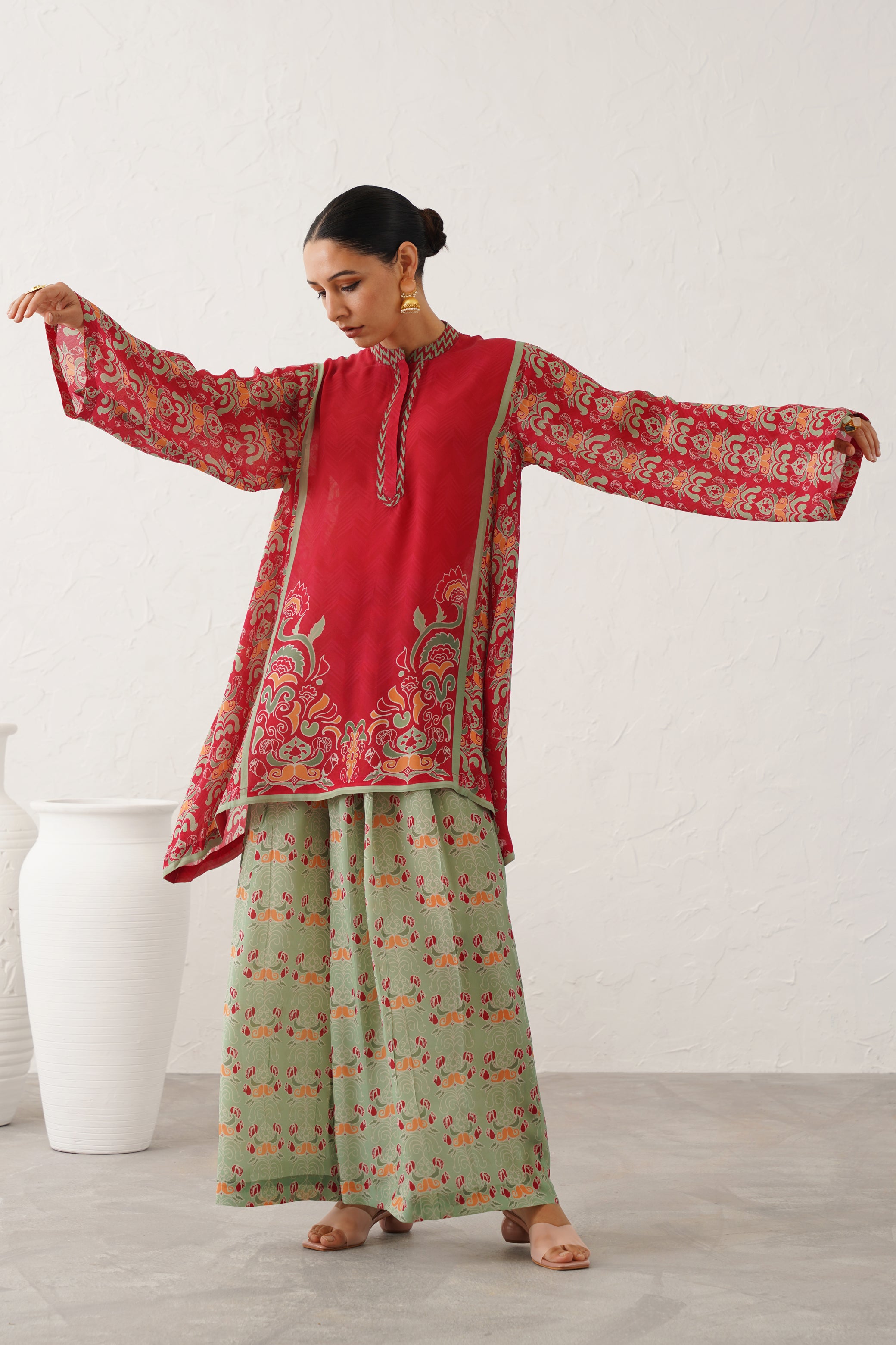 Rose Printed Crepe Matching Set - Neetika Chopra