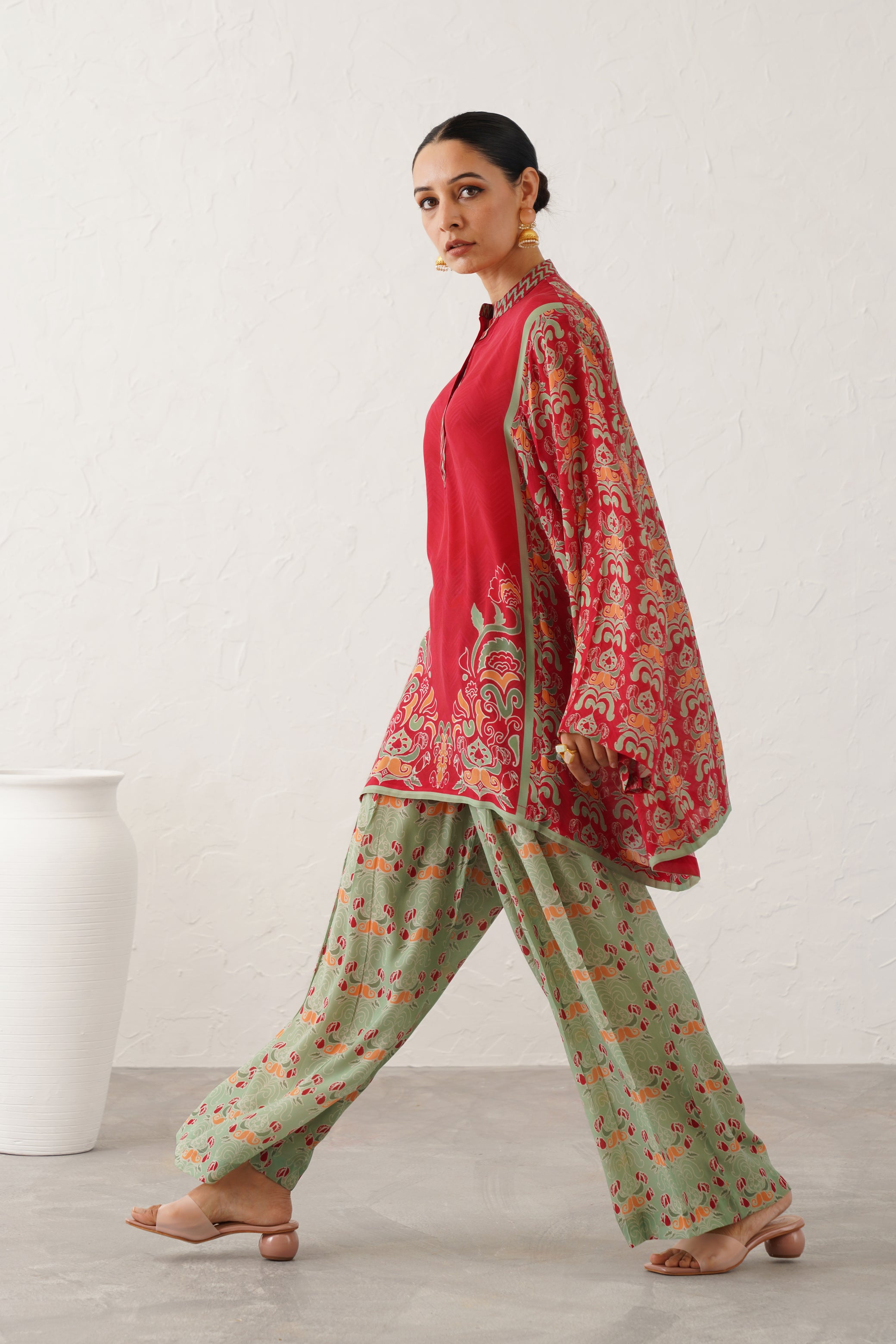 Rose Printed Crepe Matching Set - Neetika Chopra