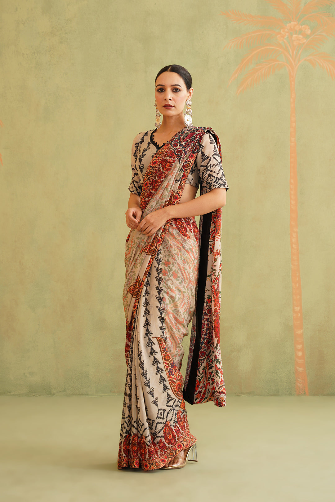 Aalia Pre-Draped Crepe Stitched Saree - Neetika Chopra