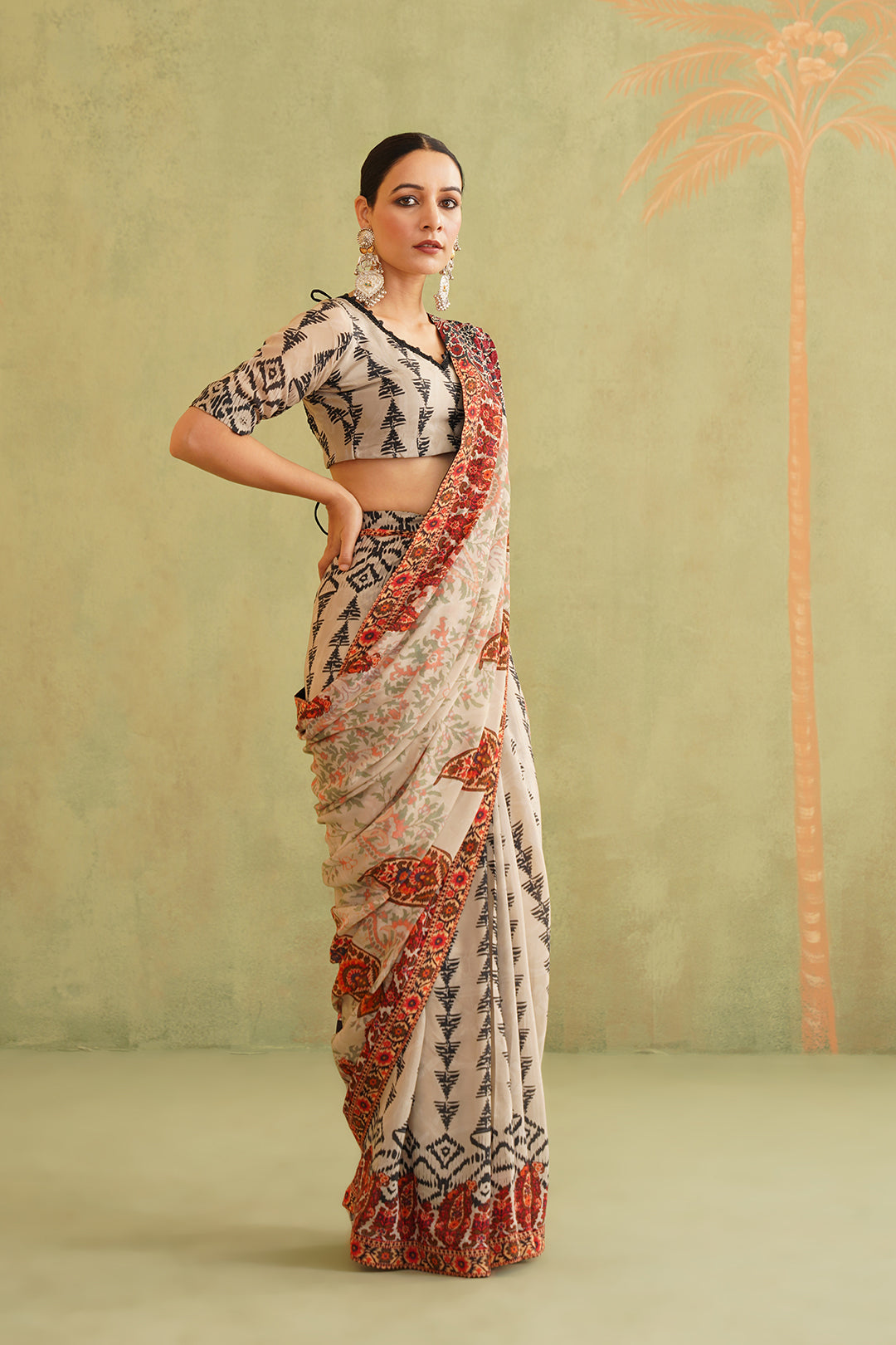 Aalia Pre-Draped Crepe Stitched Saree - Neetika Chopra