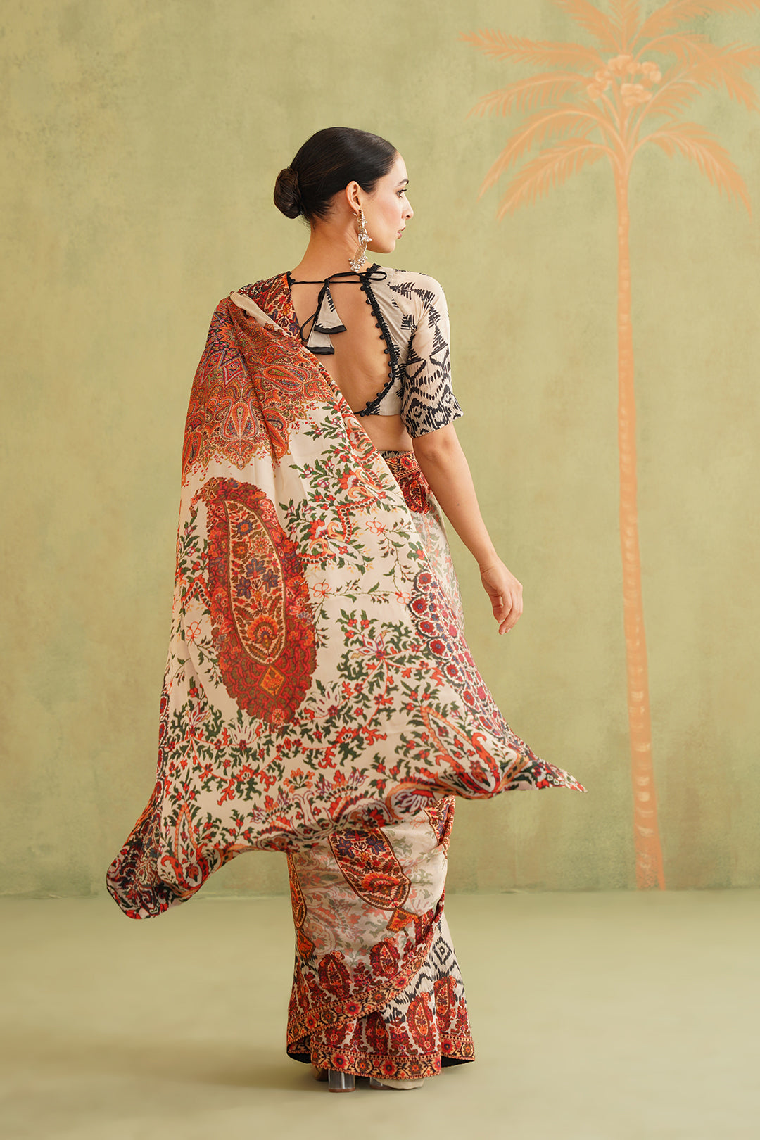 Aalia Pre-Draped Crepe Stitched Saree - Neetika Chopra