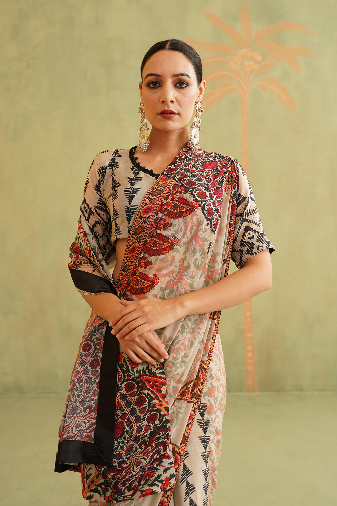 Aalia Pre-Draped Crepe Stitched Saree - Neetika Chopra