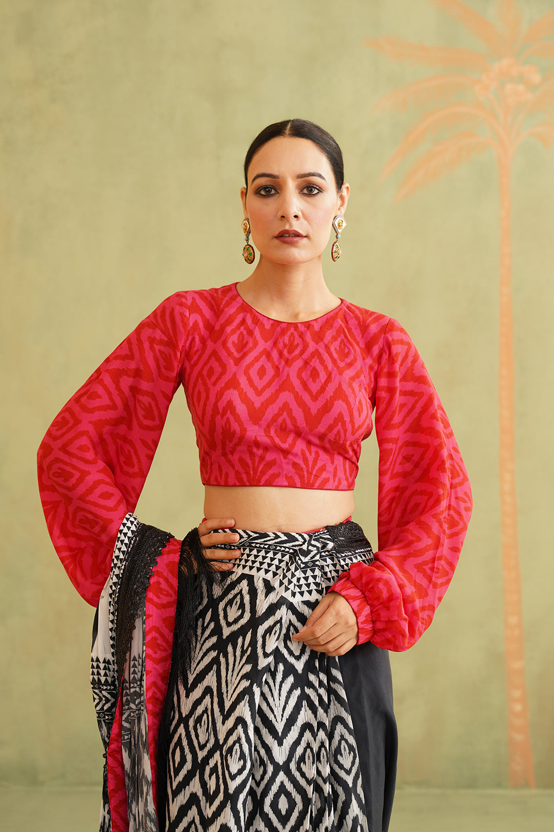 Black and White Pre-Draped Tassel Stitched Saree - Neetika Chopra