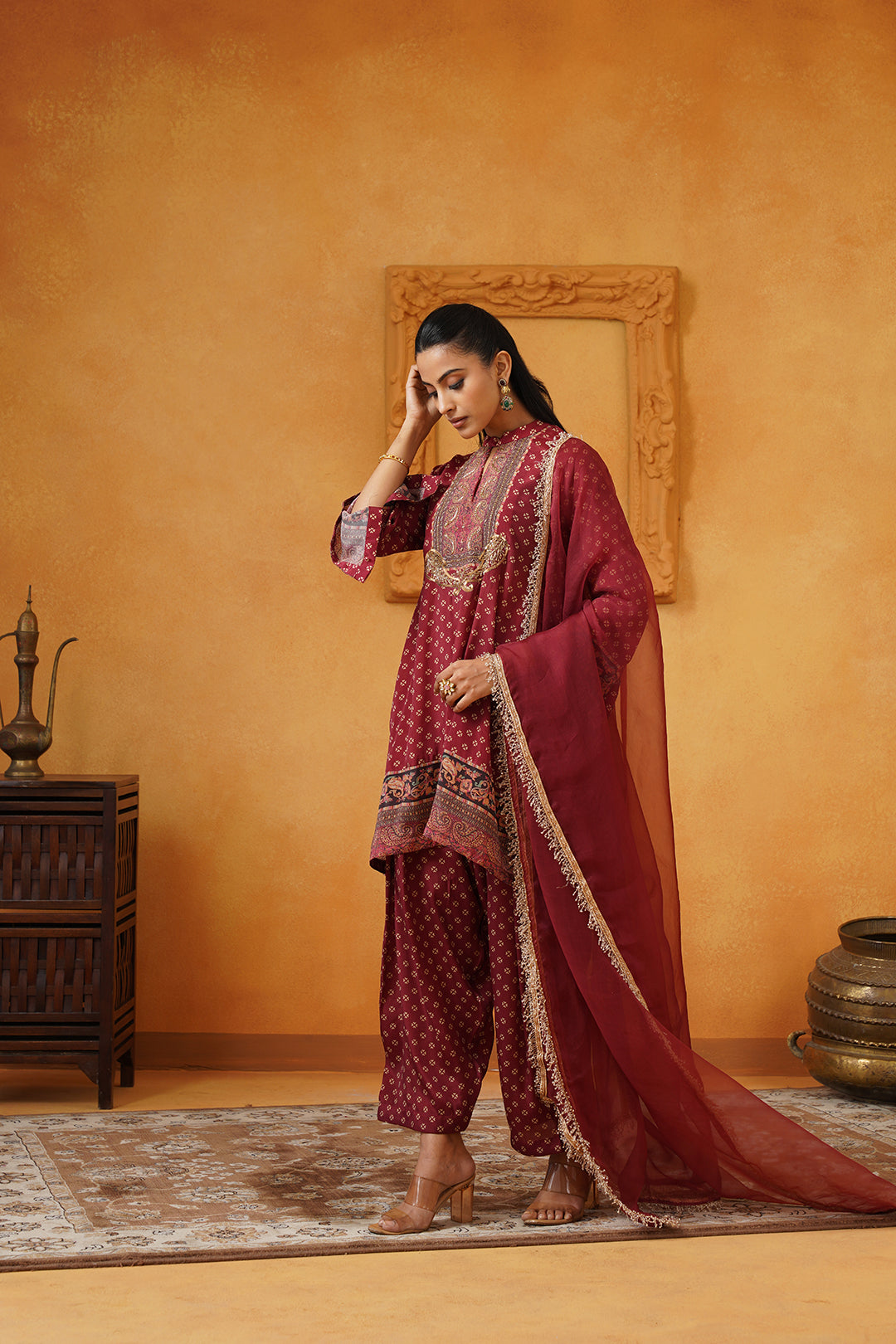 Arshia Hand Embroidered Crepe Matching Set - Neetika Chopra