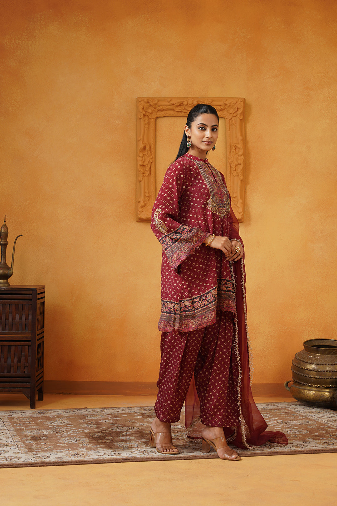 Arshia Hand Embroidered Crepe Matching Set - Neetika Chopra